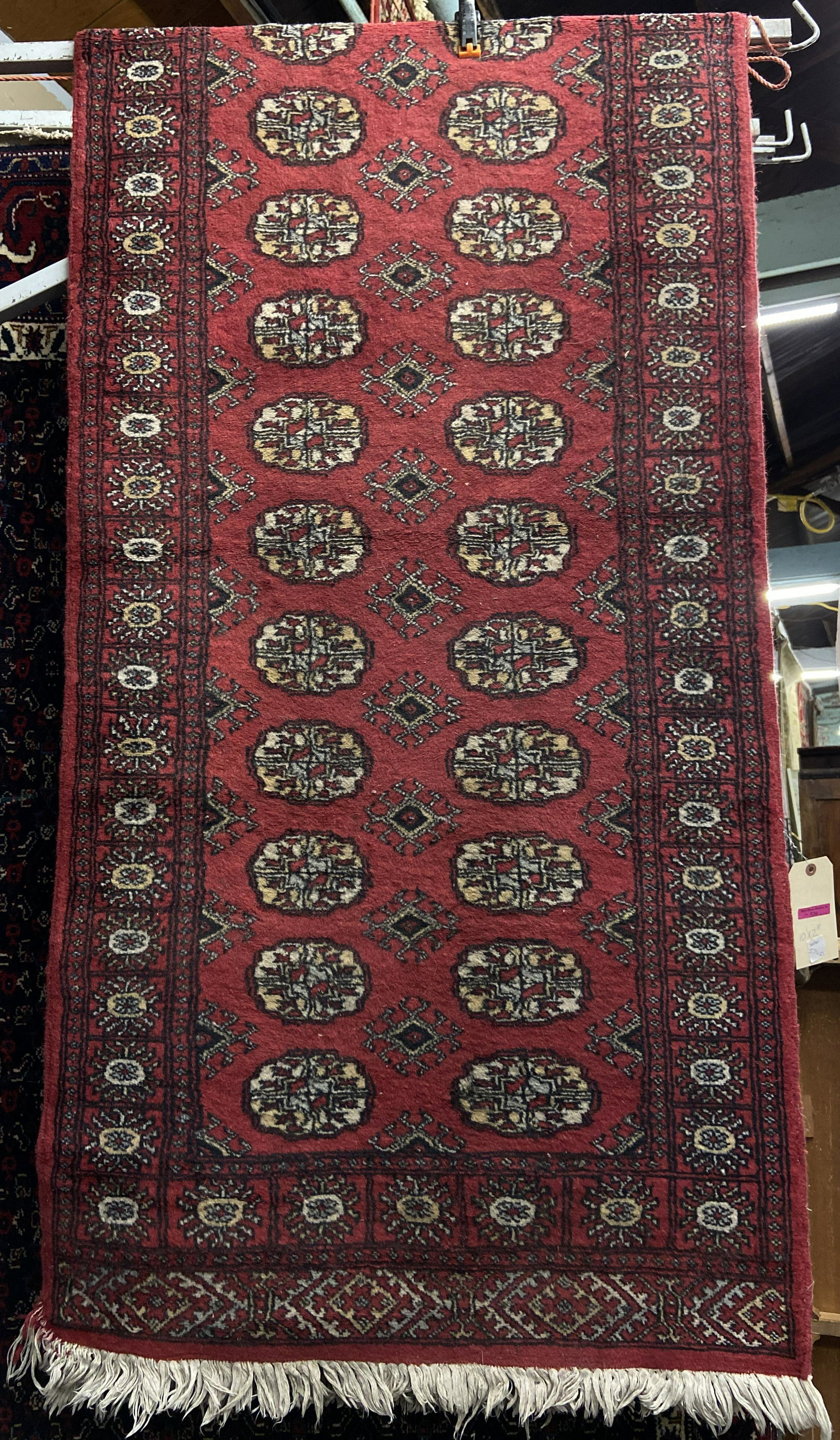 2' 8" x 10' 1" Pakastani Red Bokhara Rug.: A Pretty Thin Rug. This Item is Available for In-House Shipping.