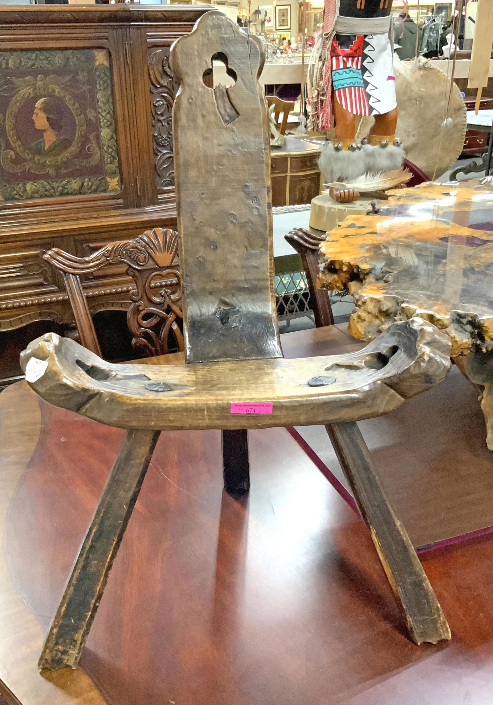 Antique Birthing Chair (3-Legged Chair).: Third-Party Shipping or Personal Pickup Required.