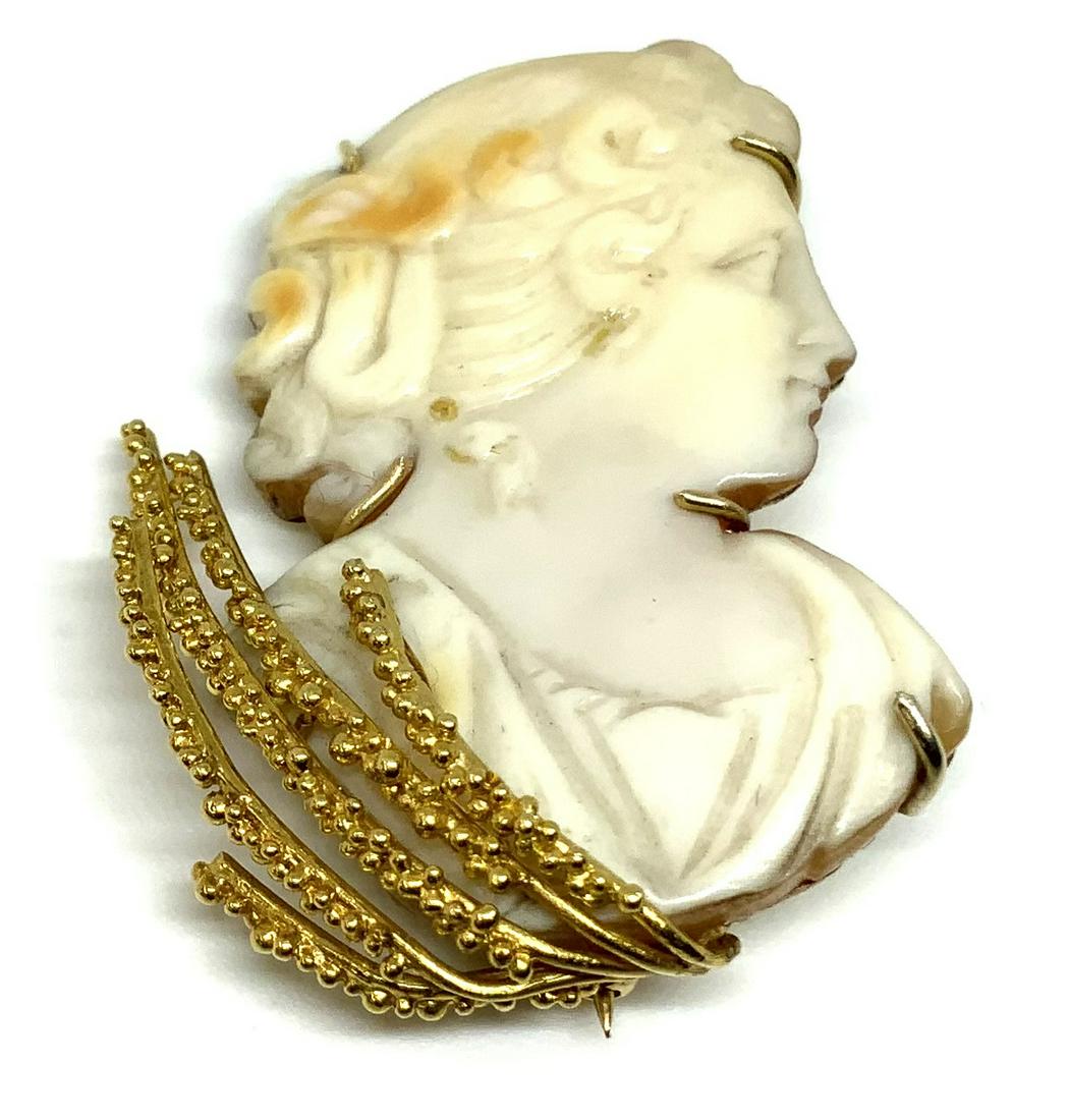 Unusual 14K Cameo Pin with Full Gold Backing. (1 of 2)