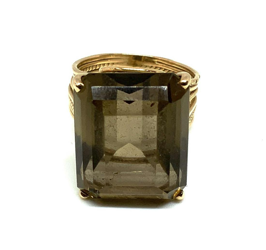 14K Ring with Large Smoky Quartz Stone. (1 of 3)
