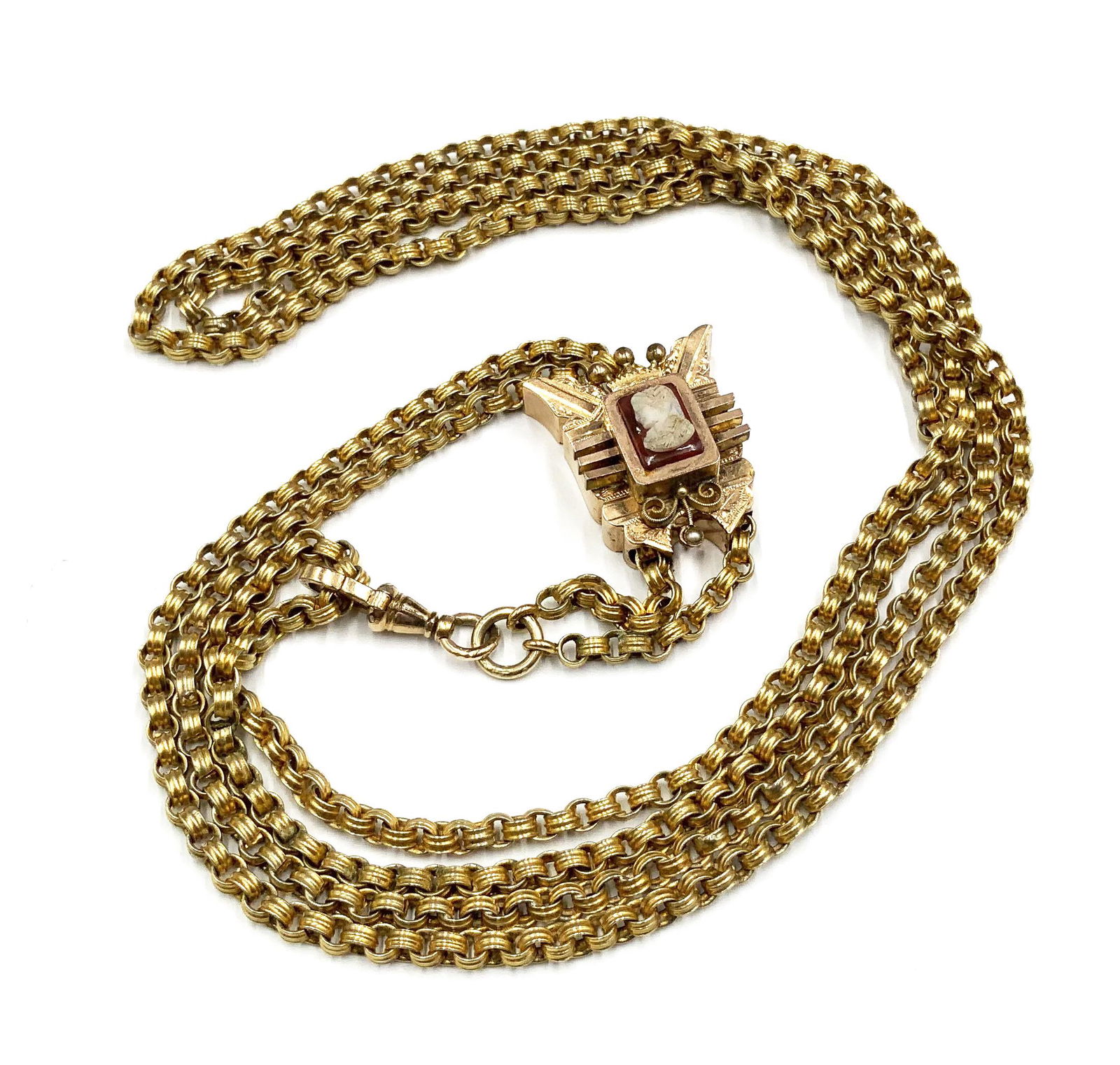 Victorian Double Chain with Large Slide w/Cameo. (1 of 2)