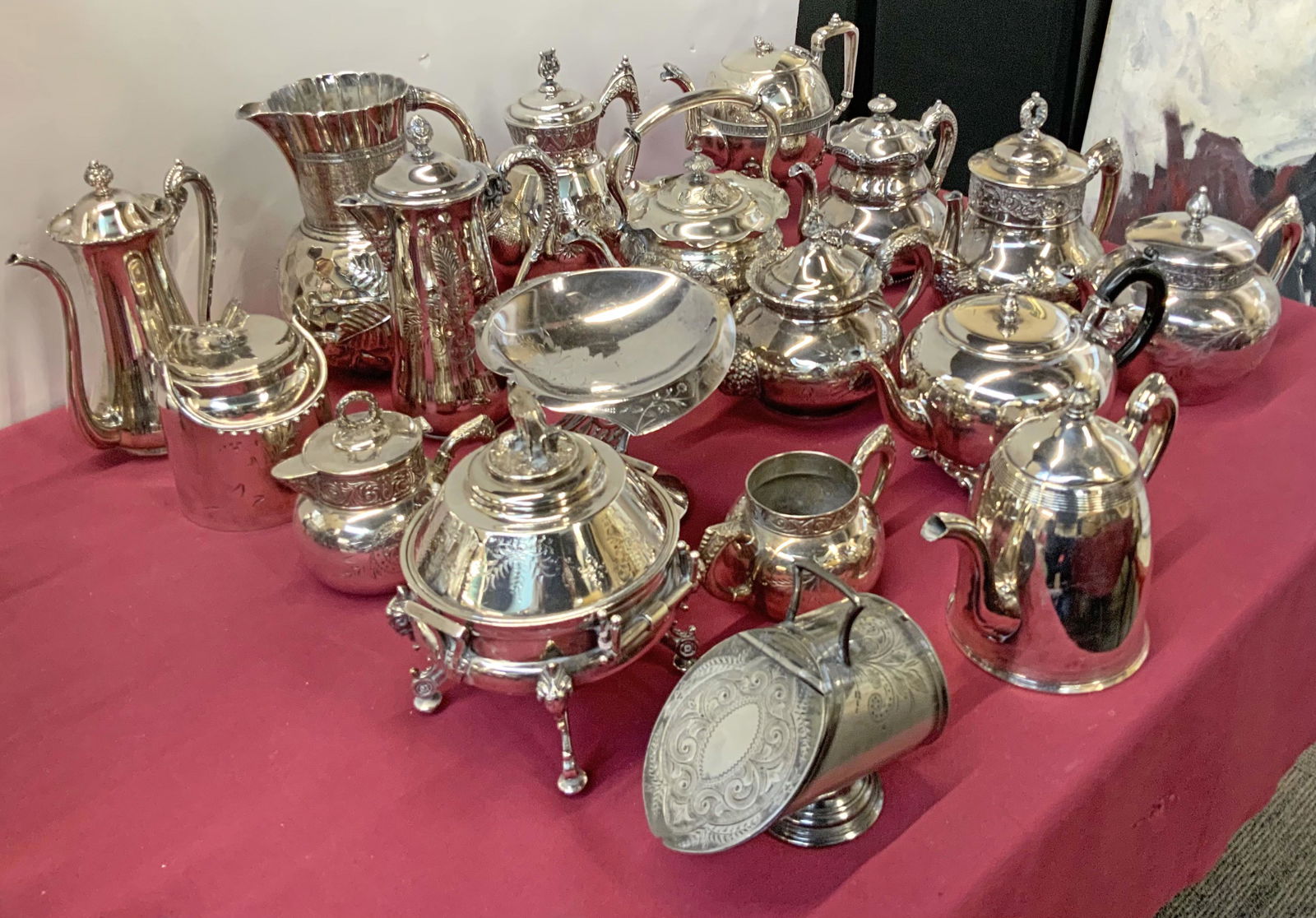 Lot of 18 Assorted Silverplate Serving Items. (1 of 3)