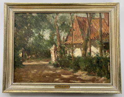 Francis Henry Richardson Painting of Cottage.: Oil on Canvas, Signed Lower Left. The Painting is in Very Good Condition. It measures 12" x 16". The Frame Measures 14 1/2" x 18 3/4". Third-Party Shipping or Personal Pickup Required.