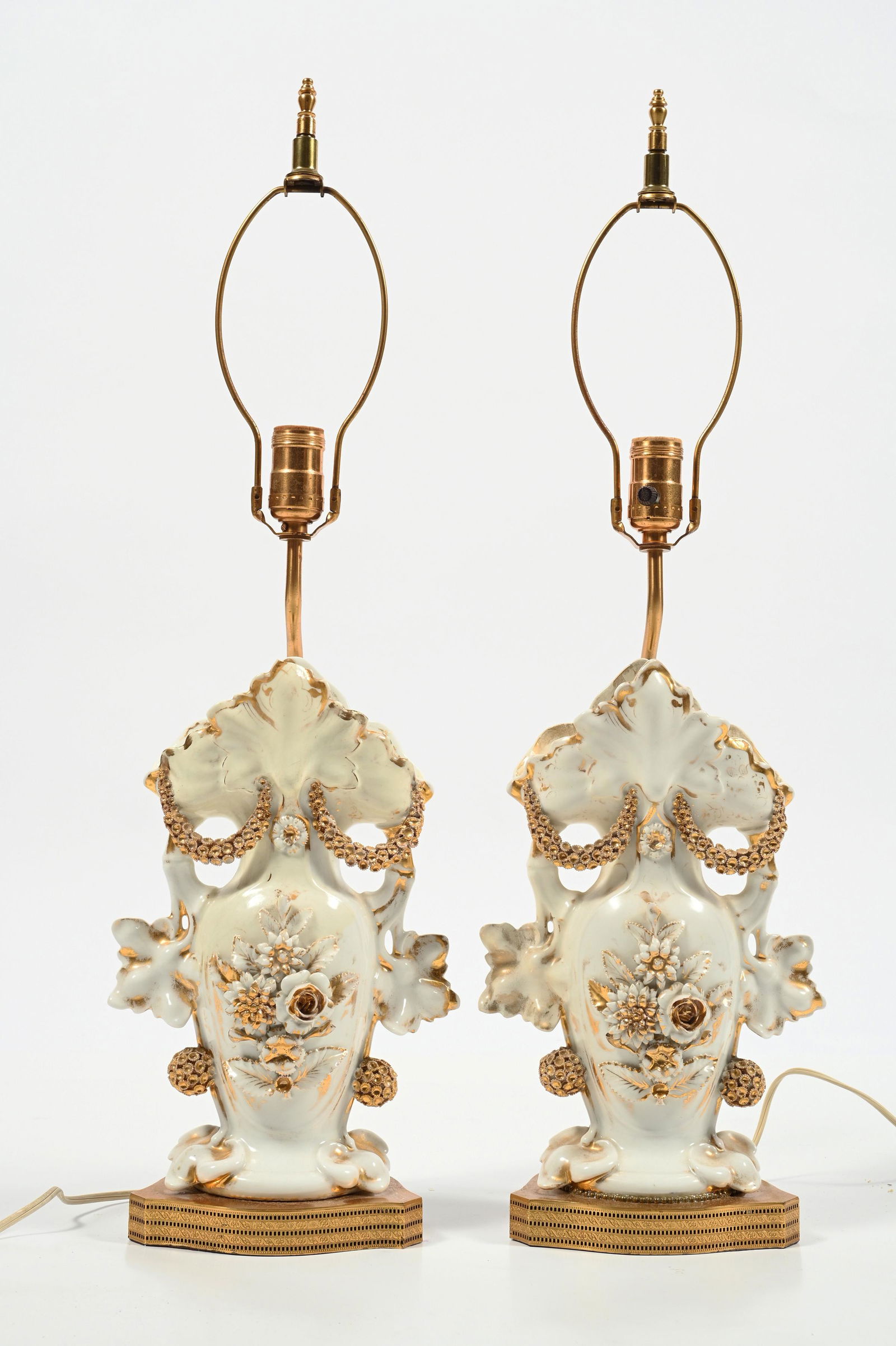 Pair of Old Porcelain Vases Made into Lamps. (1 of 2)