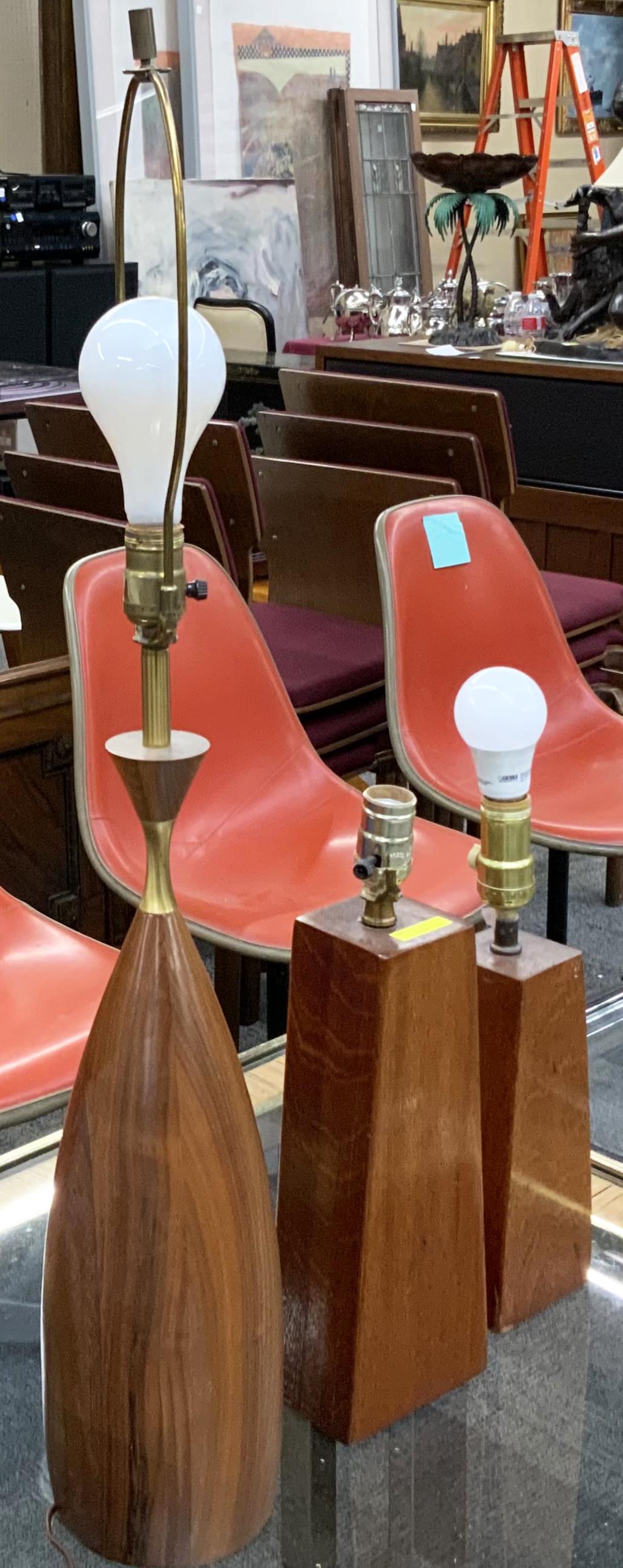 Lot of 3 Mid-Century Teakwood Lamps. (1 of 1)