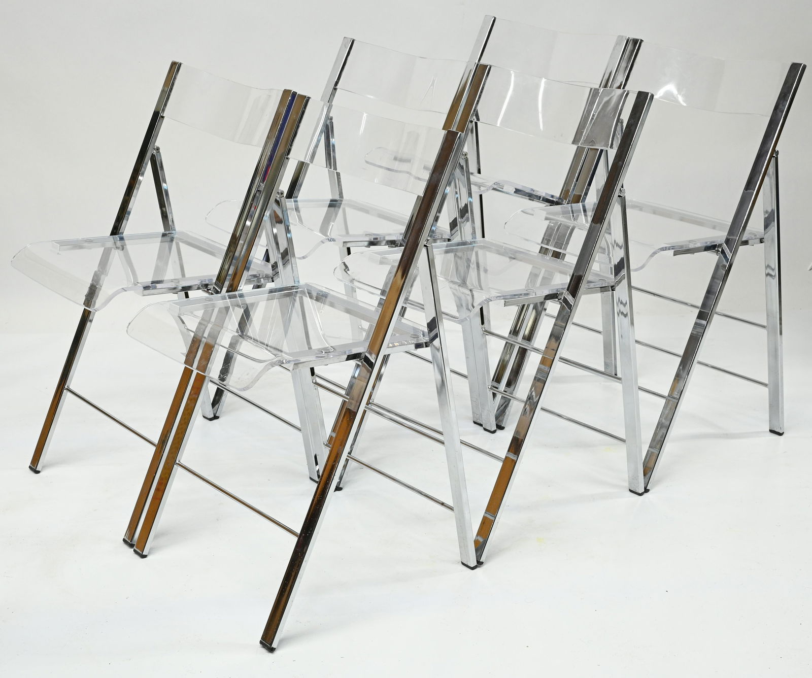 Set of 6 Modern Lucite & Chrome Folding Chairs. (1 of 3)