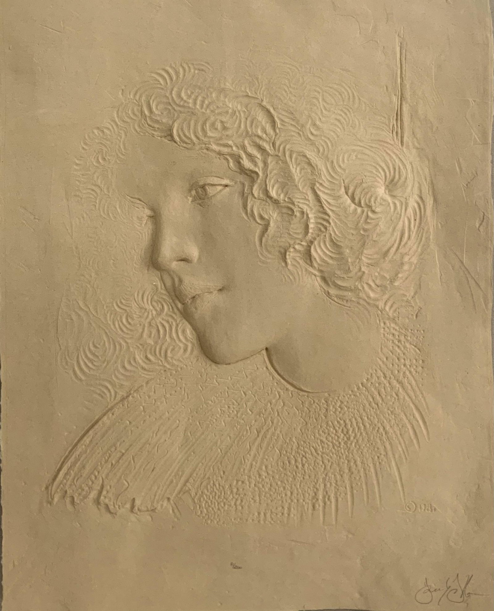 Frank Gallo Hand Cast Paper Artwork of Lady's Face (1 of 4)