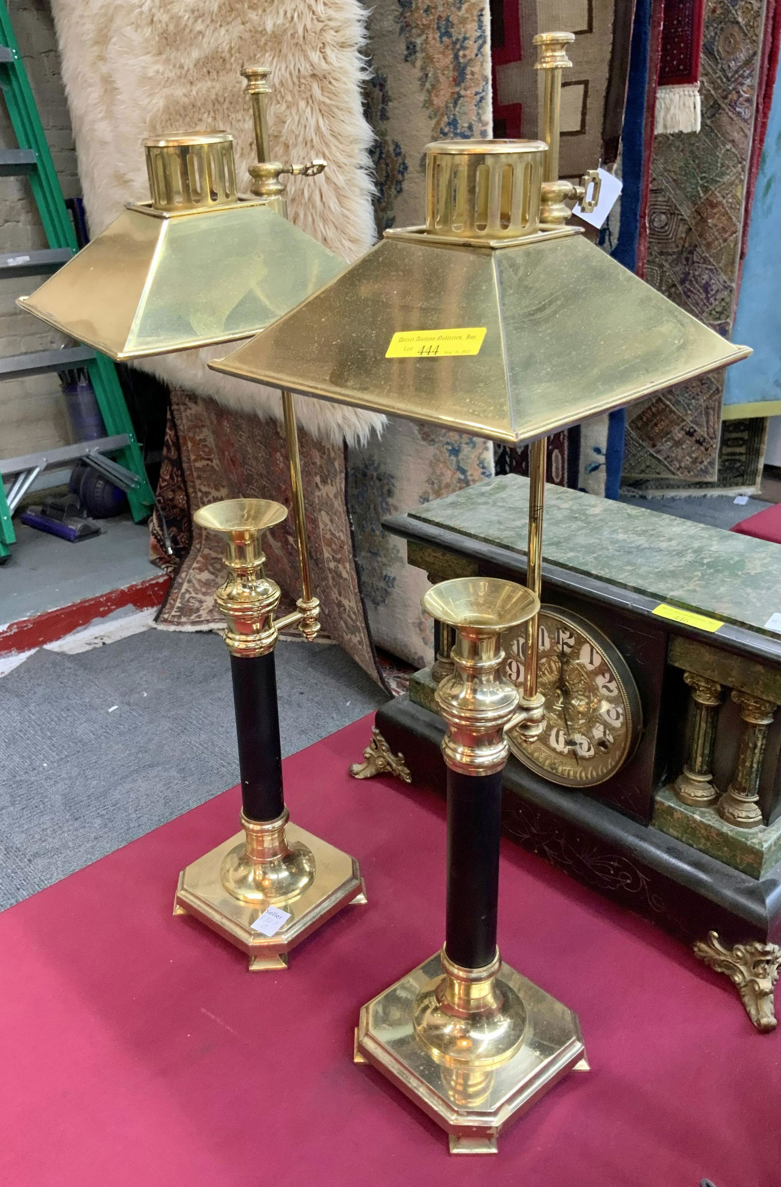 Pair of Brass Column Candlesticks. (1 of 1)