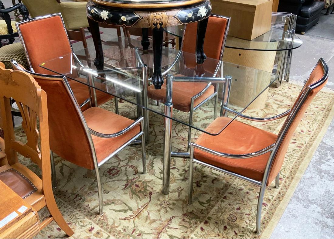 Glass-Top Chrome Table & 4 Chairs. (1 of 1)