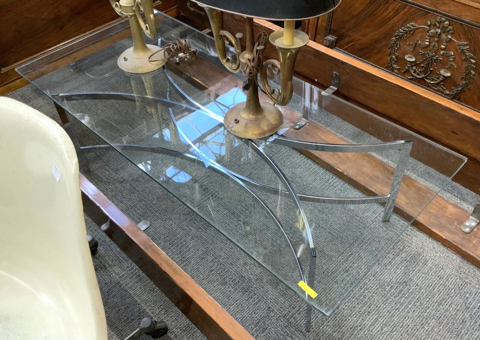 24" x 54" Chrome Base Glass Table. (1 of 1)