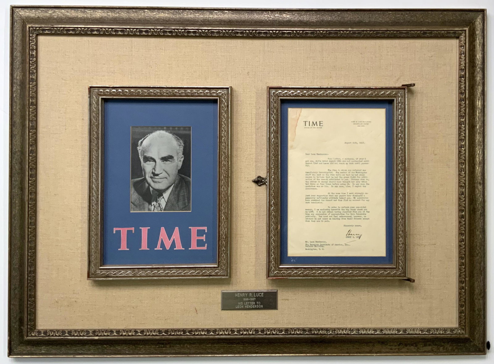 Display w/ Leon Henderson Framed Photos & Letters. (1 of 4)