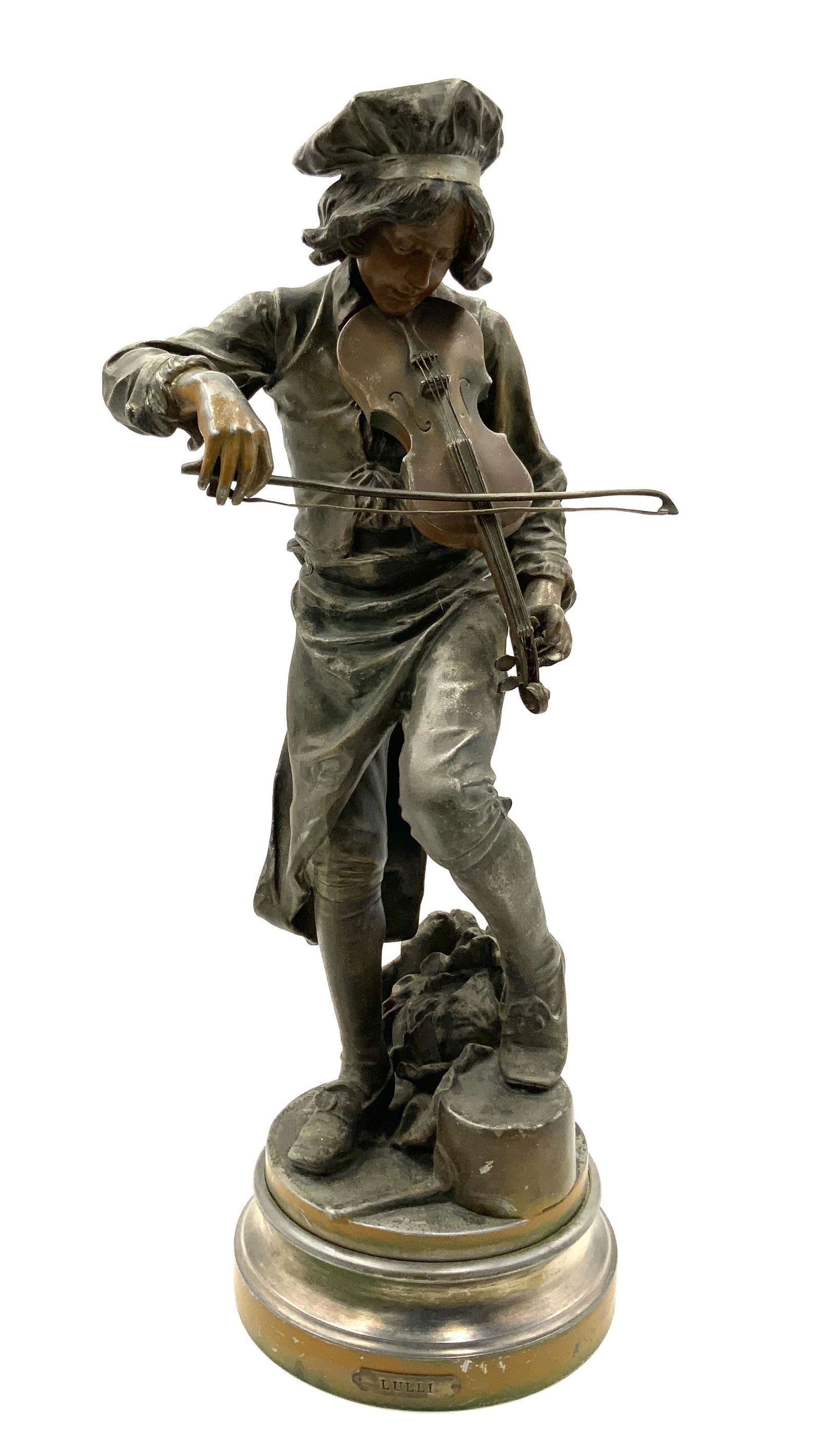 Victorian 20" White Metal Figurine Violin Boy (1 of 5)