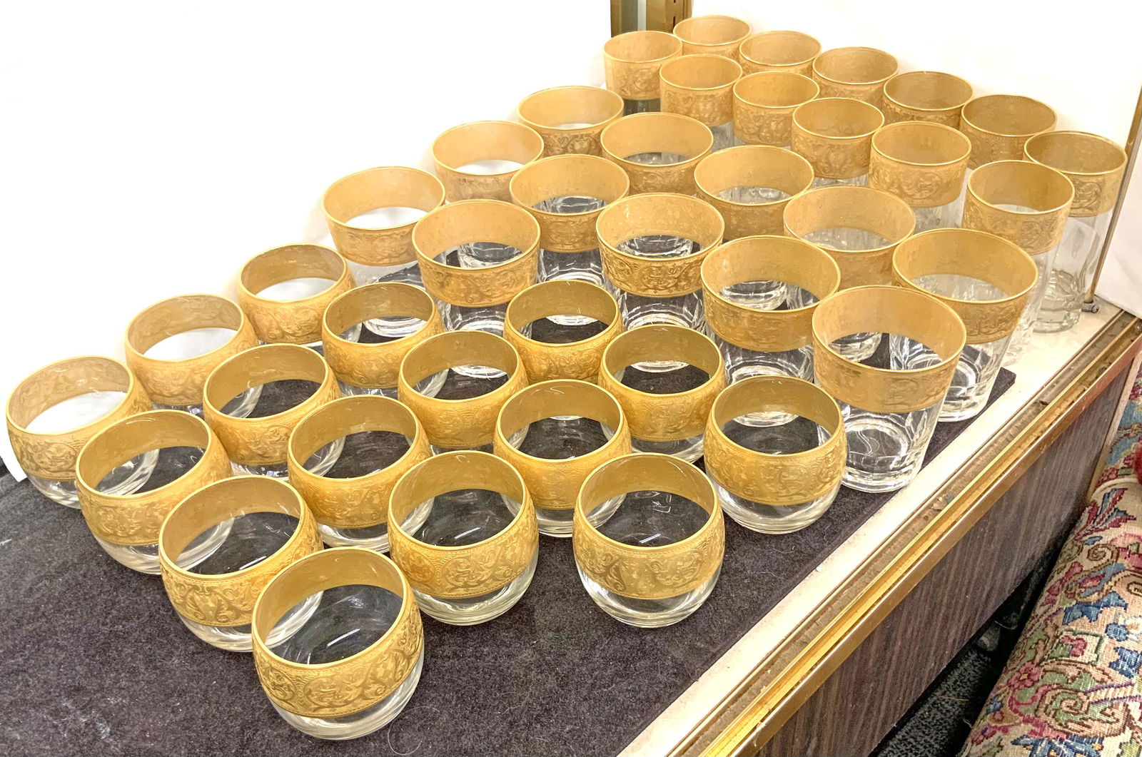 Lg. Set of Gold-Rim Moser-Style Glassware. (1 of 1)