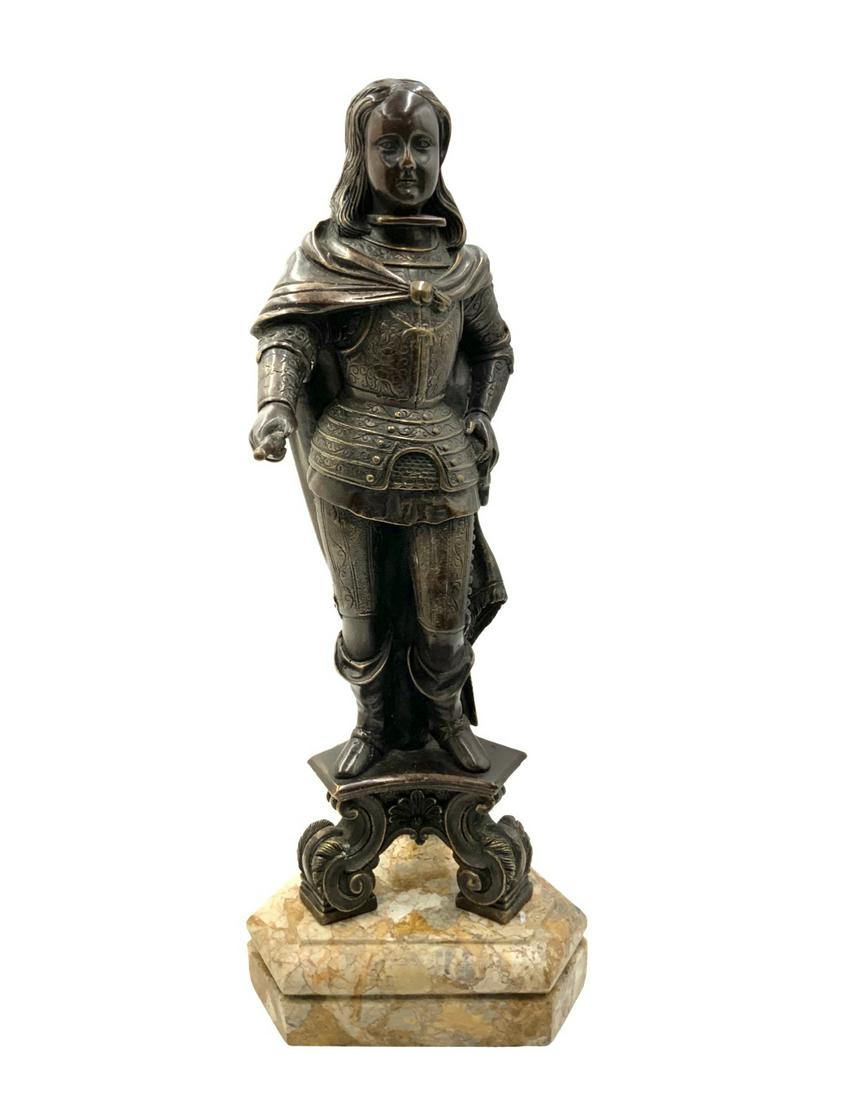 Bronze of Young Man in Armor on a Marble Base. (1 of 4)