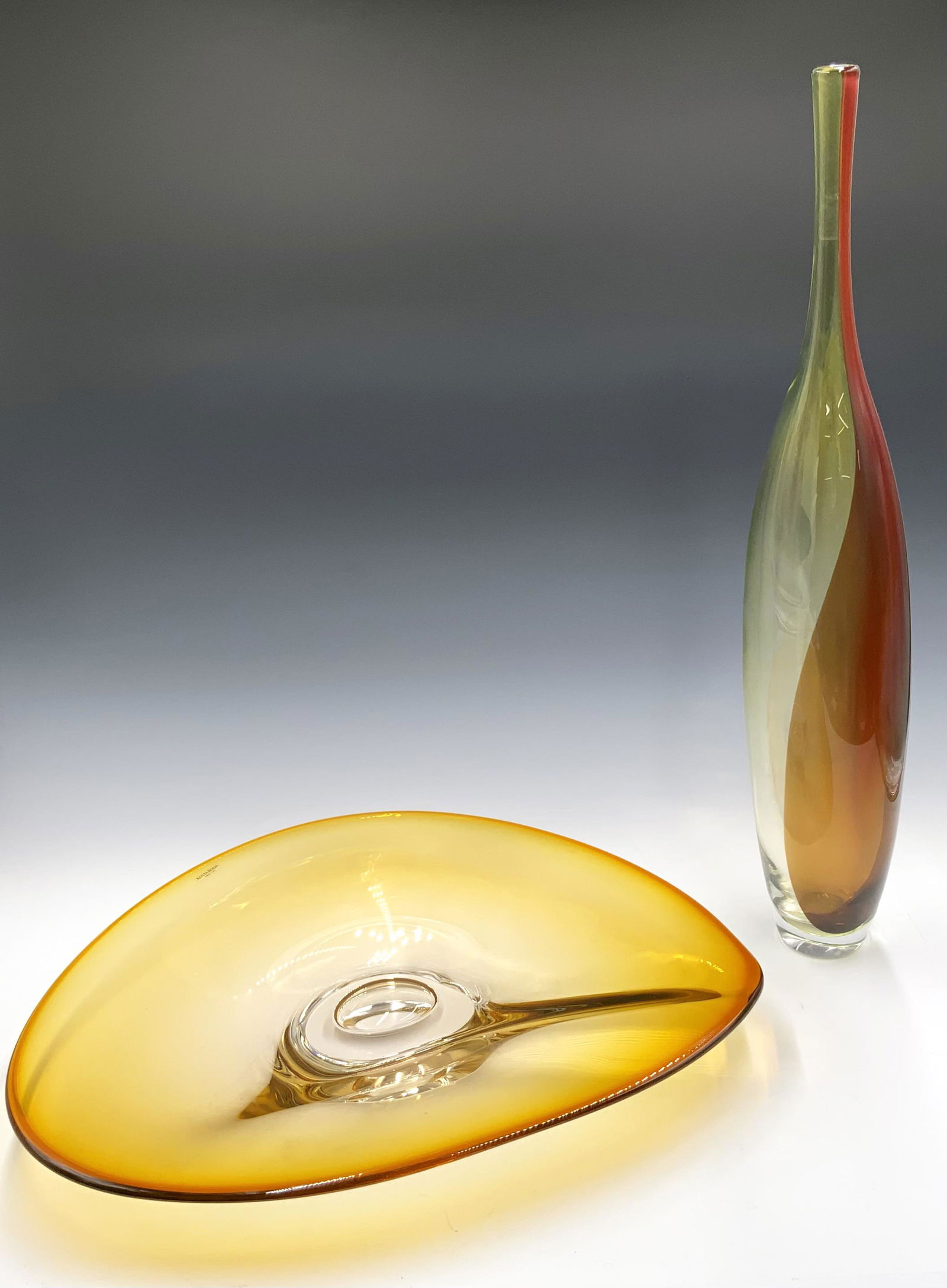 Lot of 2 Artist-Signed Kosta Boda Art Glass Pcs. (1 of 2)