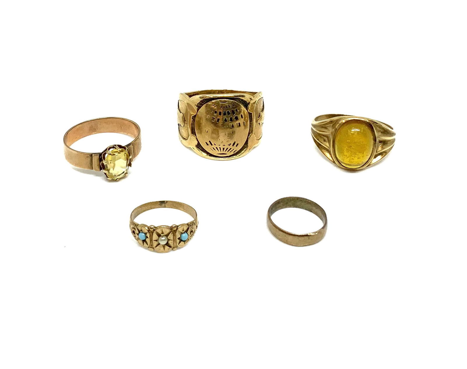 Lot of Five 10K Gold Vintage or Antique Rings. (1 of 1)