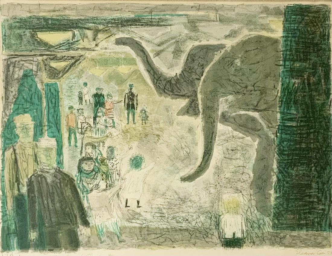 Eleanor Coen Lithograph- "Feeding the Elephants". (1 of 4)