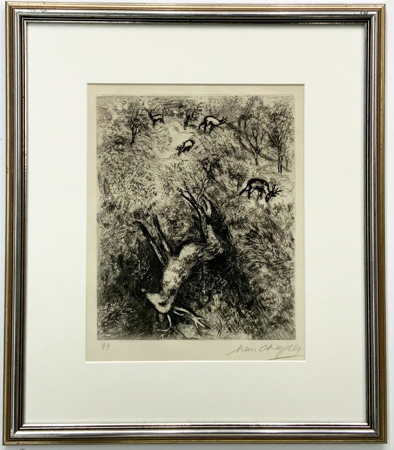 Signed Marc Chagall Etching- "The Sick Stag". (1 of 3)