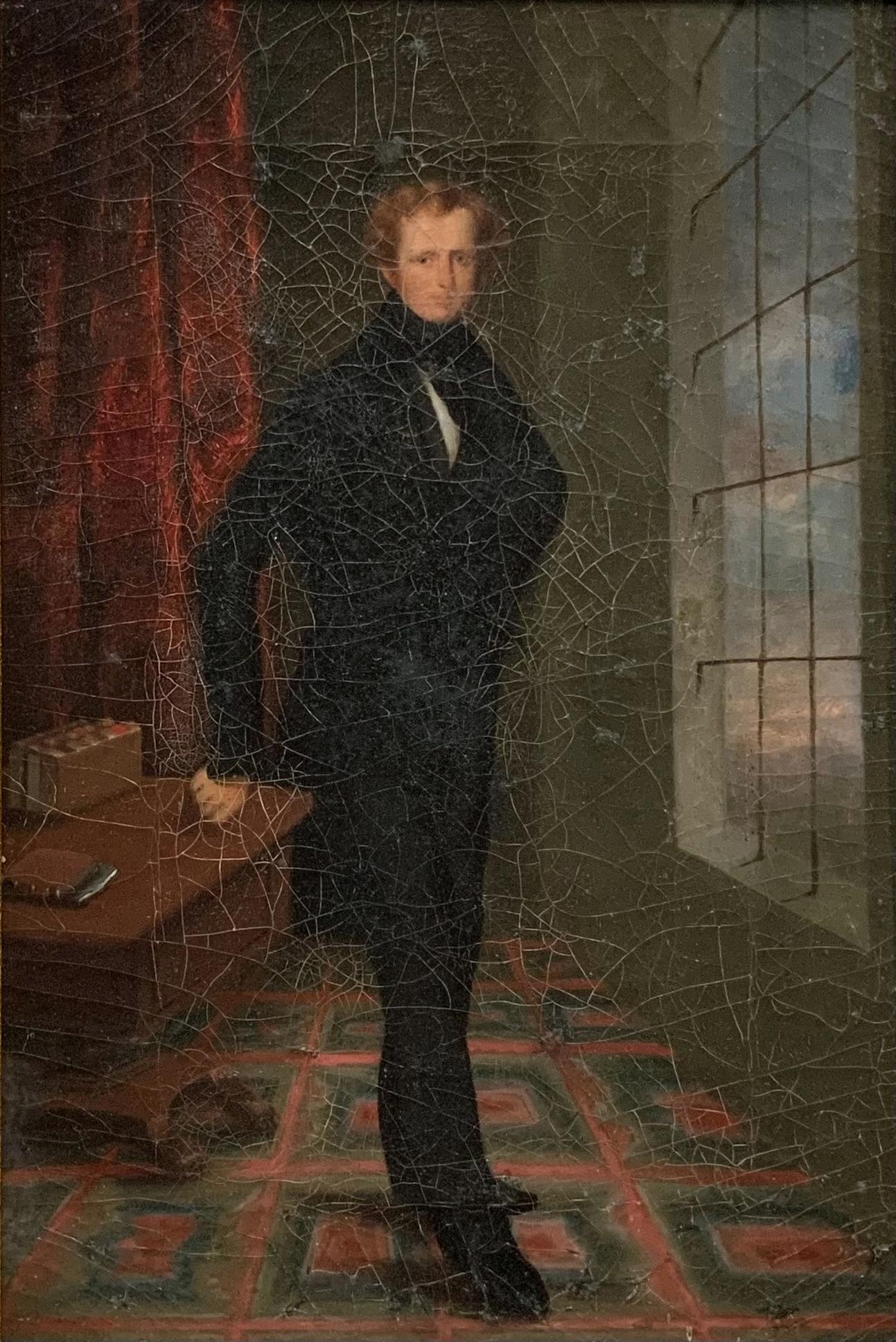 Framed Oil Portrait of Man in a Black Suit. (1 of 4)