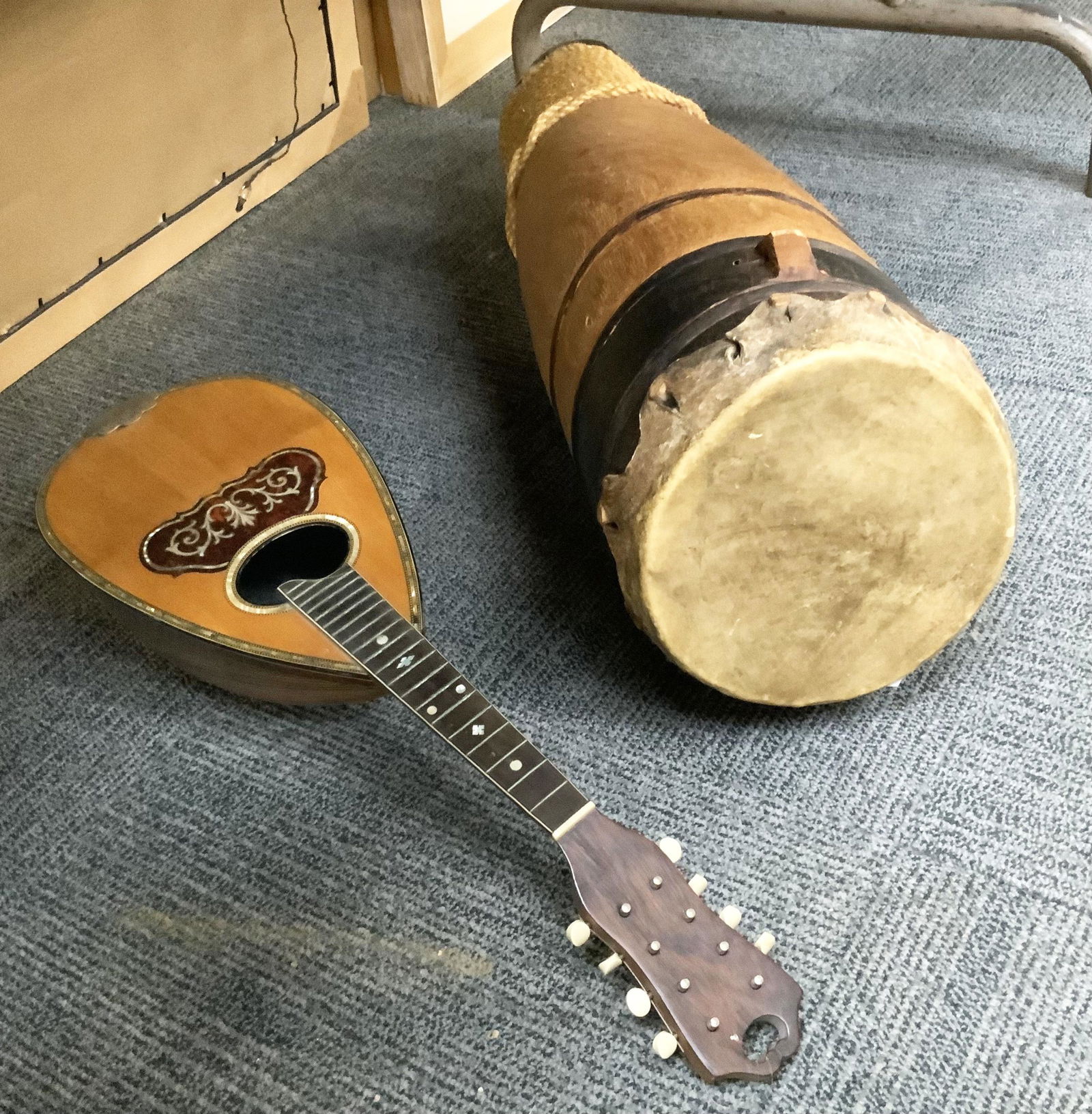 Lot of 2 Musical Instruments- Drum and Mandolin. (1 of 1)