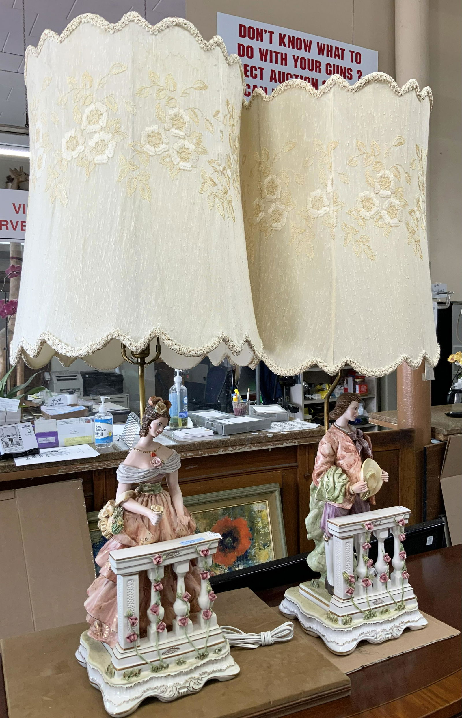 Pair of Italian Figural Porcelain Lamps. (1 of 1)