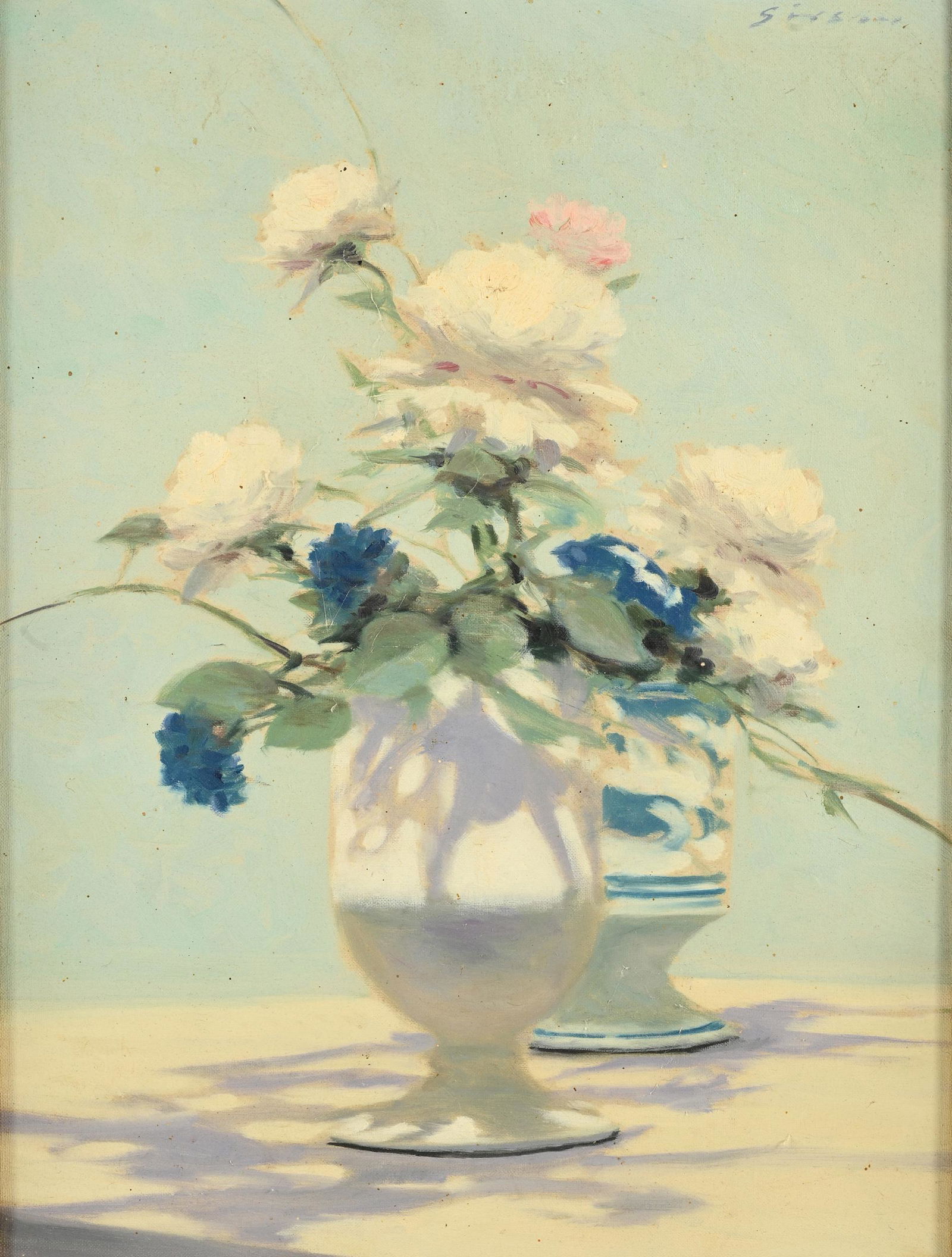 Oil Painting of Flowers in Vase by Andre Gisson. (1 of 5)