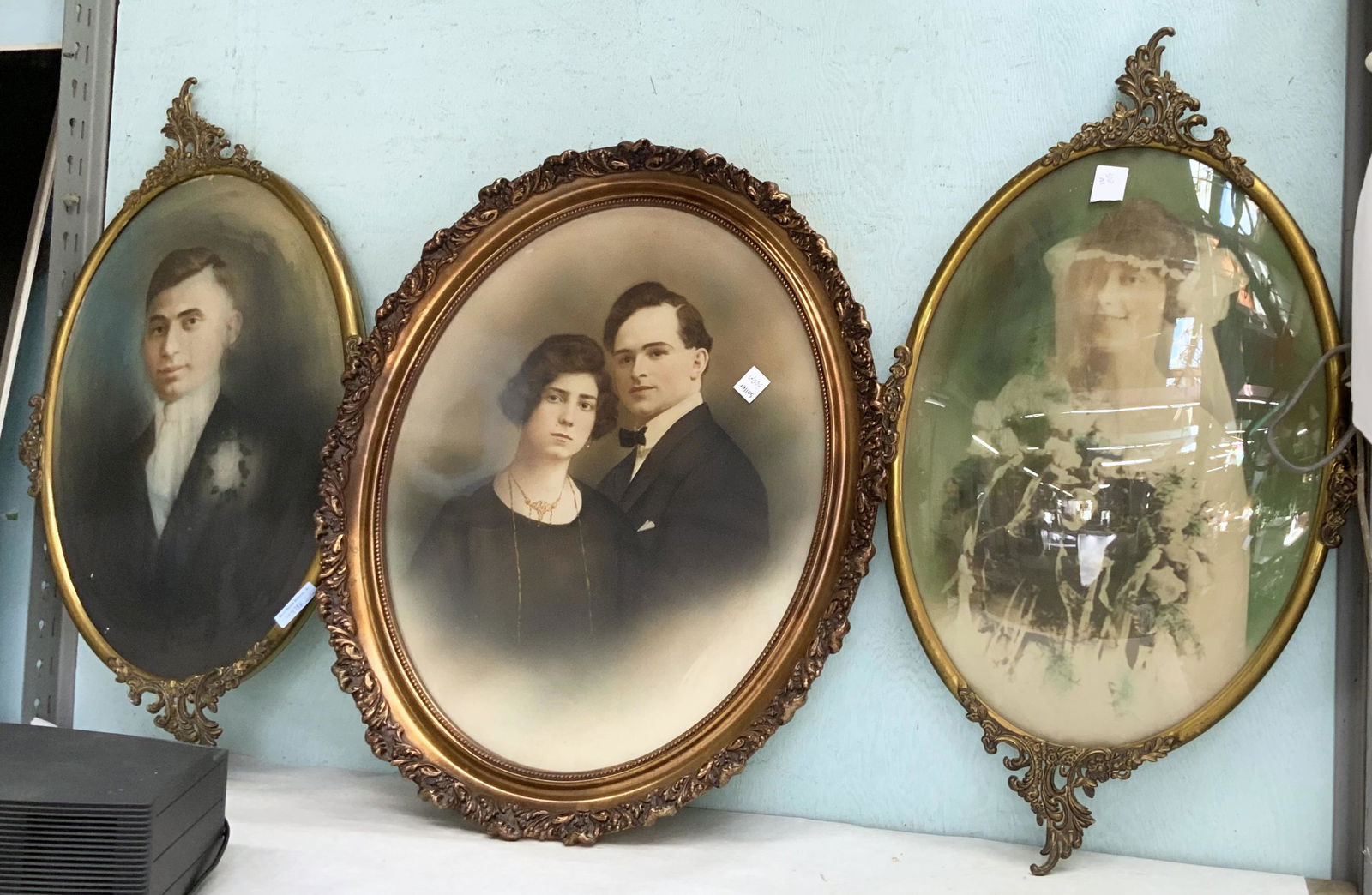 Lot of 3 Large Victorian Photos in Metal Frames. (1 of 1)