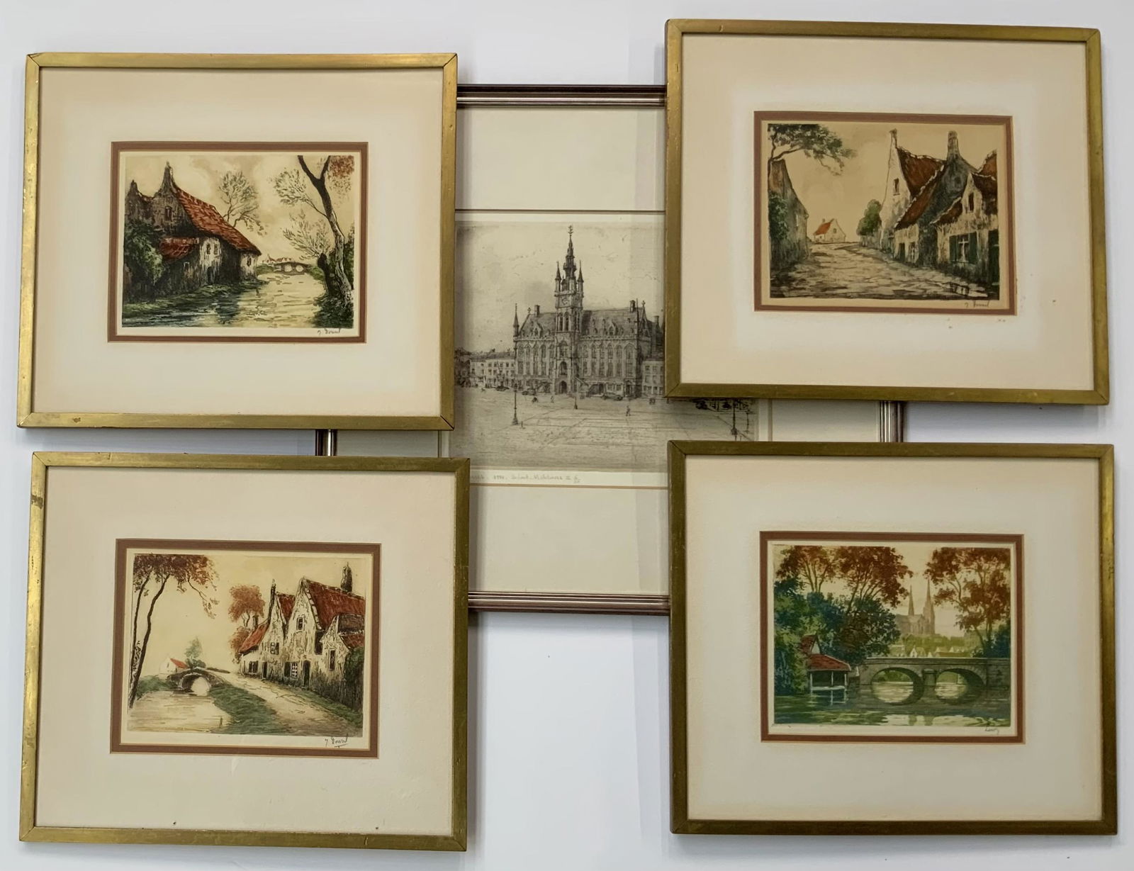 Set of 4 Prints and an Etching. (1 of 2)