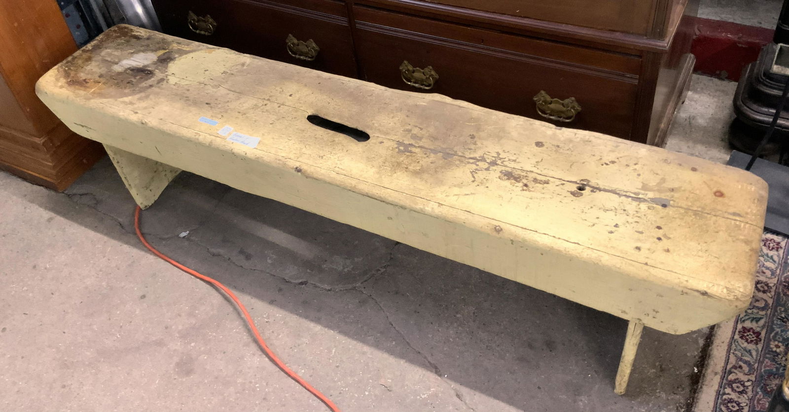 Lot: 2 Pcs.: Primitive Bench & Wood Pedestal. (1 of 1)