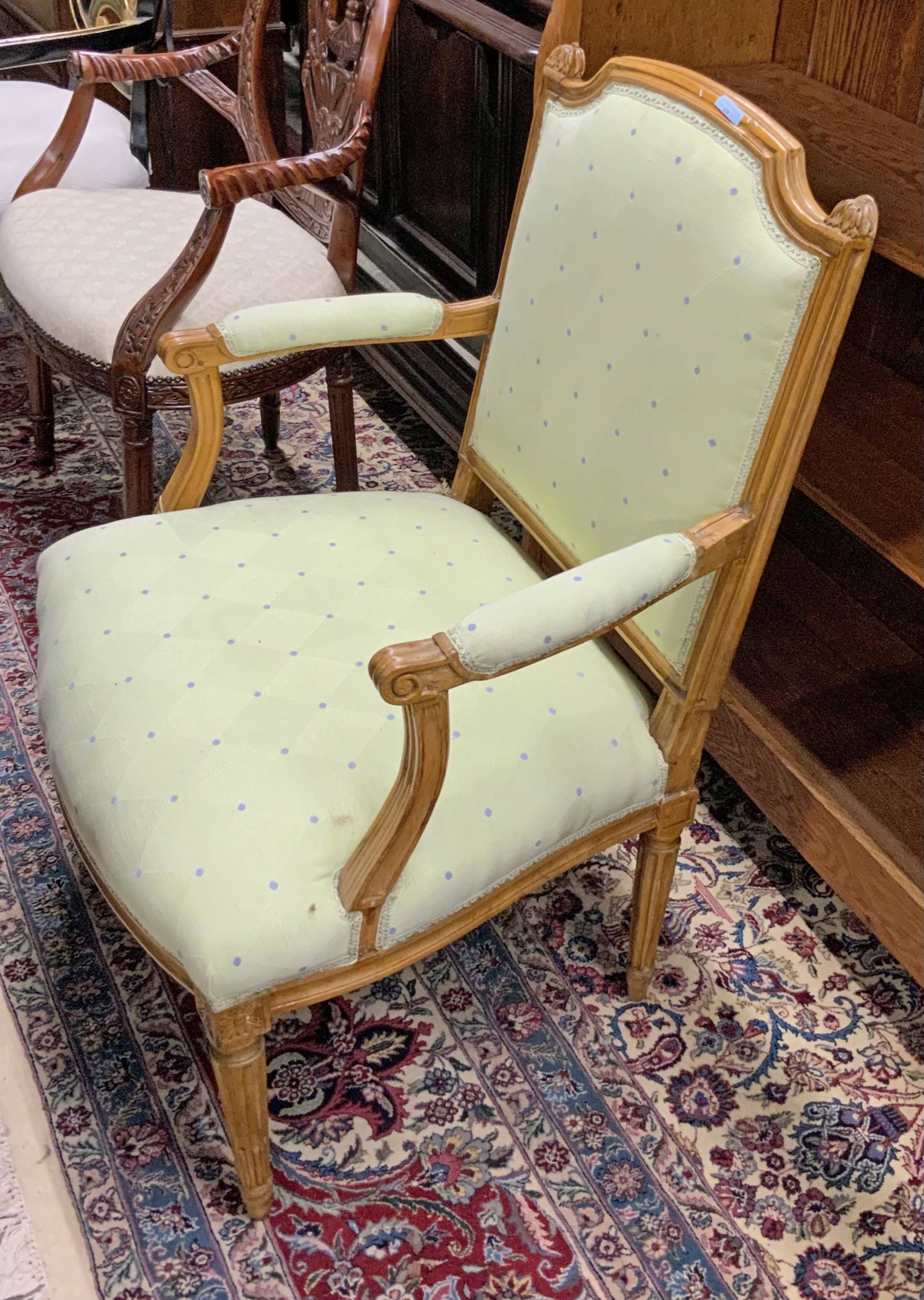 French-Style Louis XVI Armchair.: The Chair Measures 38" Tall and 27" Wide. Third-Party Freight Shipping or Personal Pickup Required.