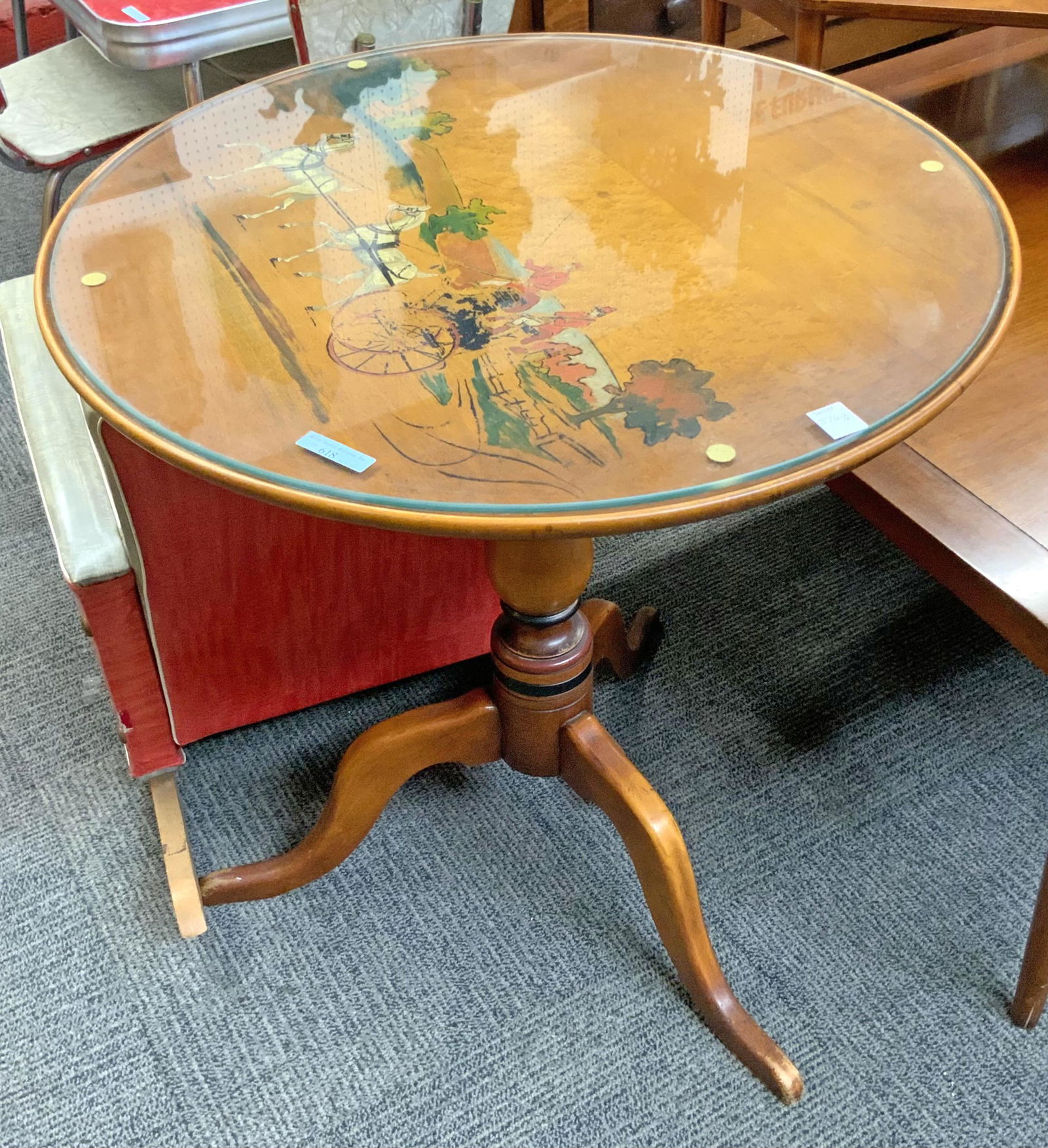 3-Legged Hand-Painted Tilt-Top Table. (1 of 1)