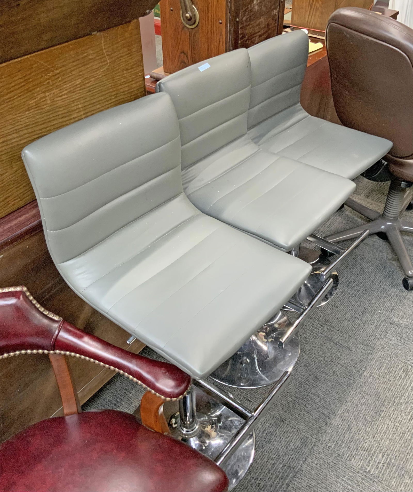 Lot: 3 Matching Chrome-Based Stools. (1 of 1)