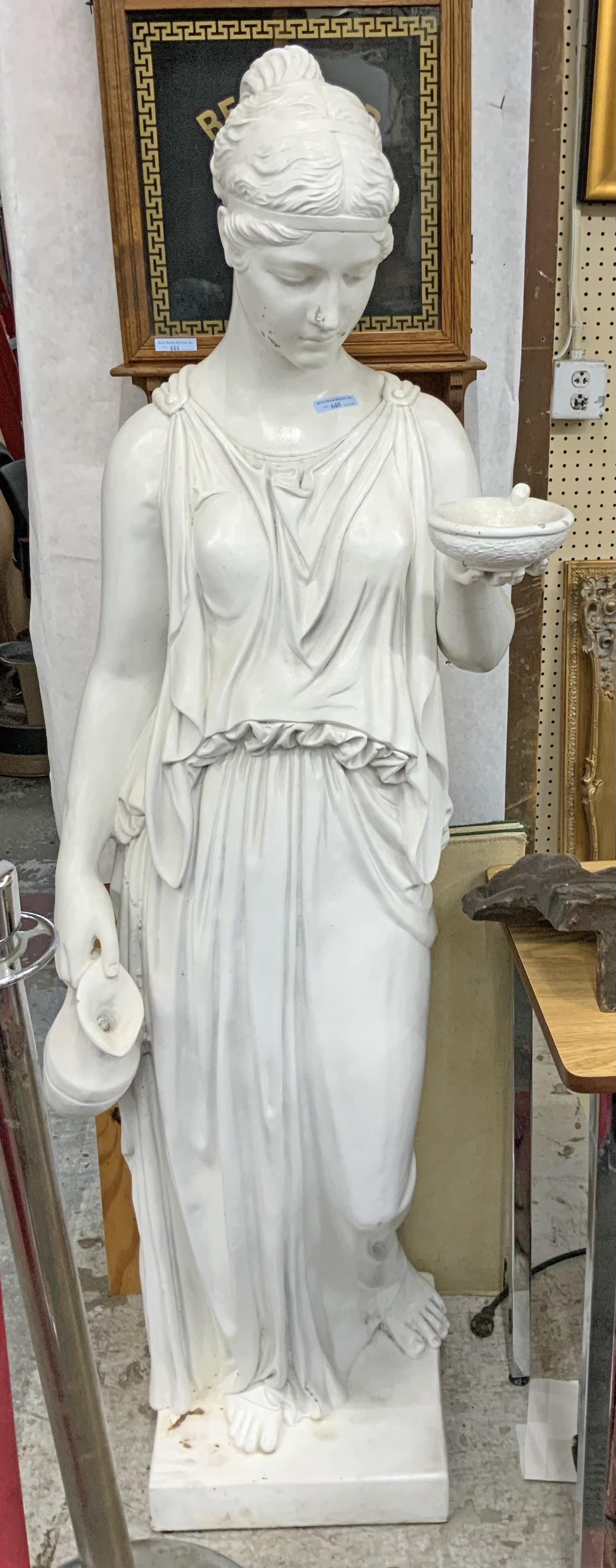 5' Tall Painted White Statue of a Grecian Woman. (1 of 1)