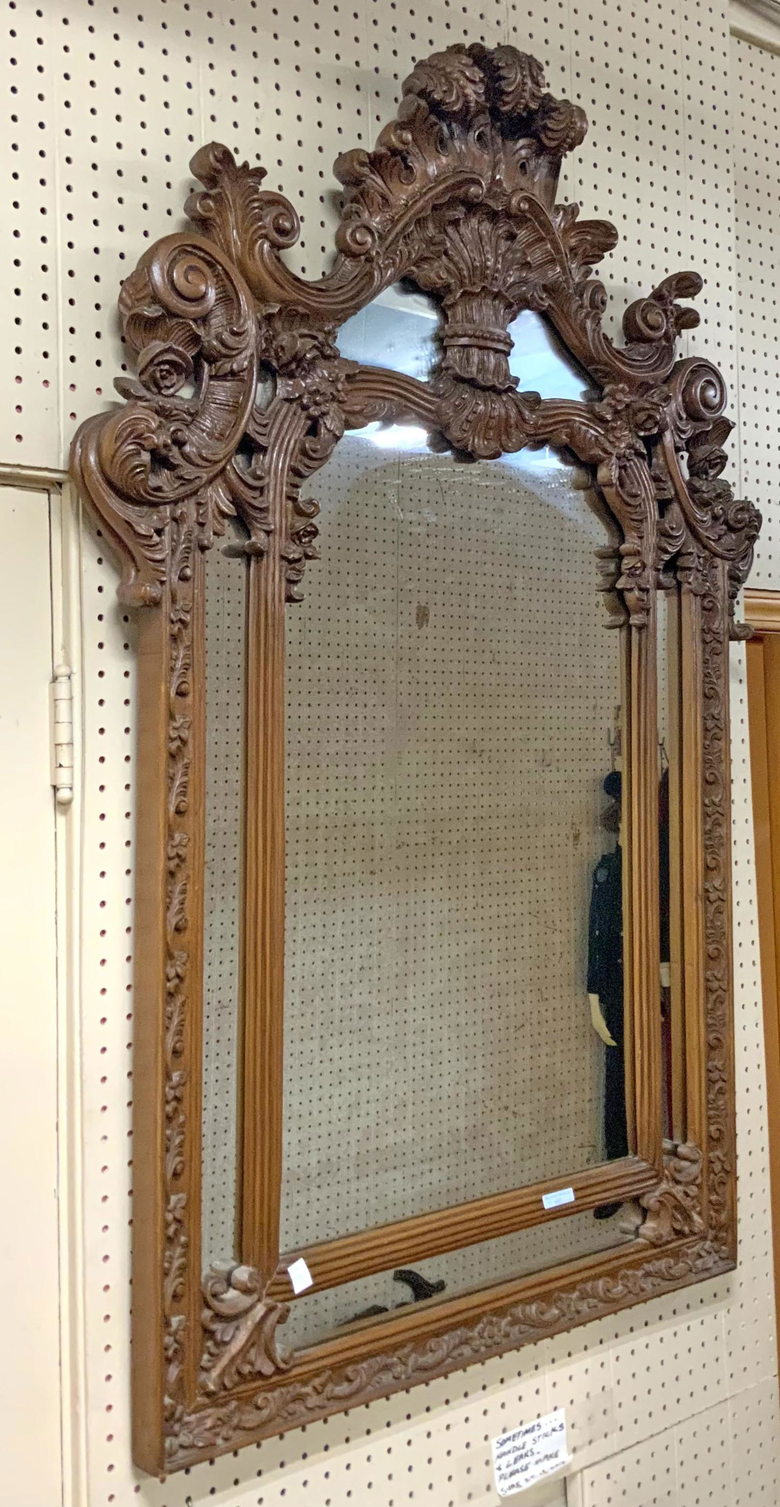 Carved Wood Frame Mirror, 52" x 32". (1 of 1)