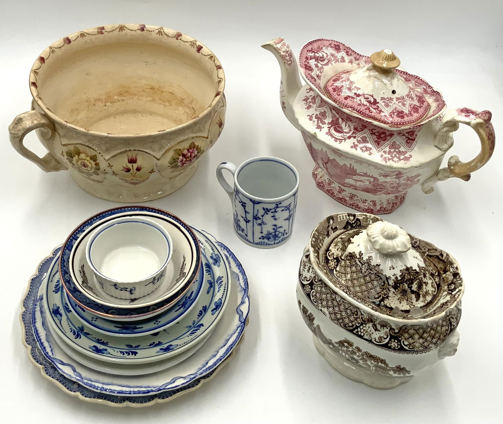 Lot of Antique Transferware China- Delft, etc. (1 of 2)