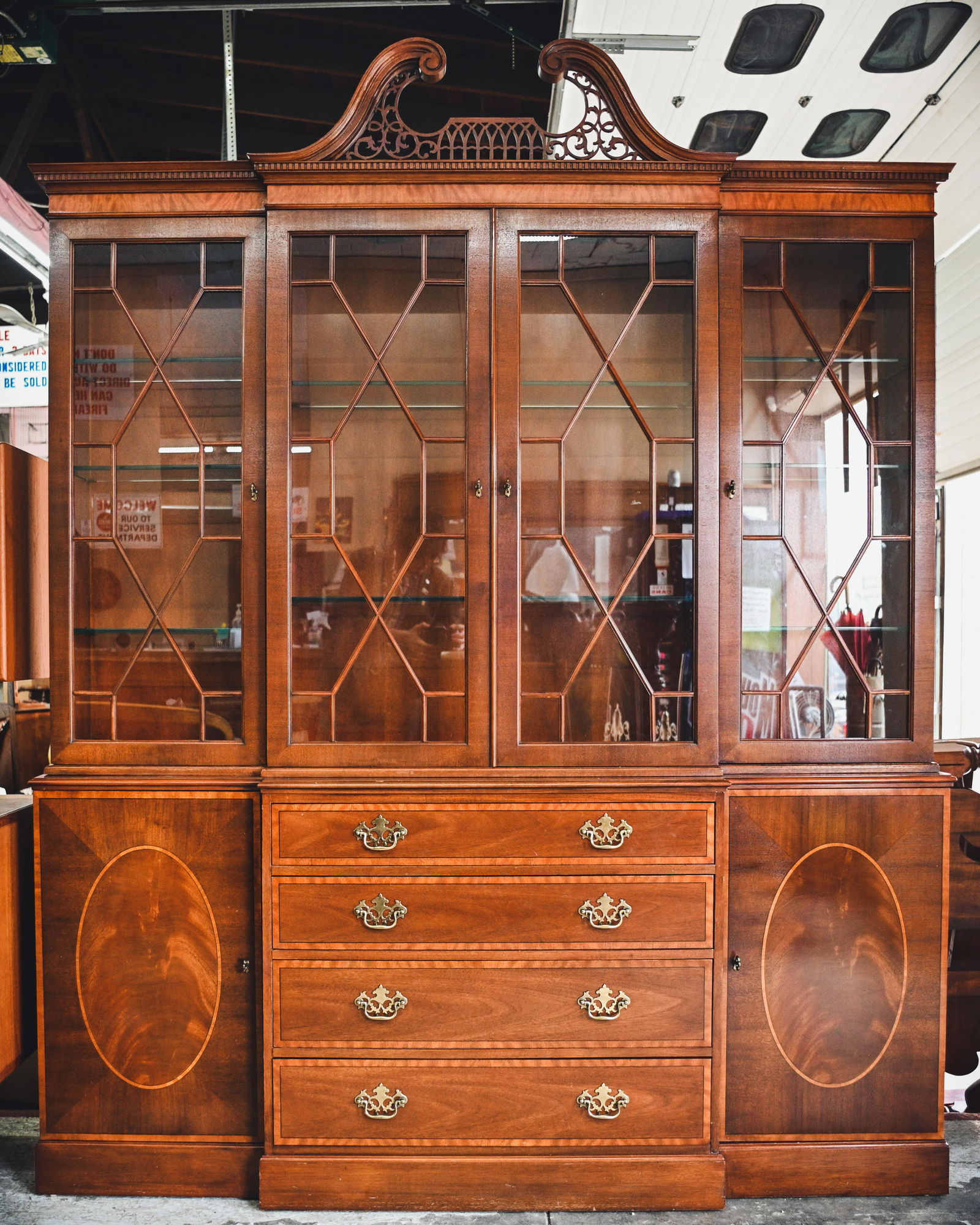 Banded Baker China Cabinet. (1 of 4)