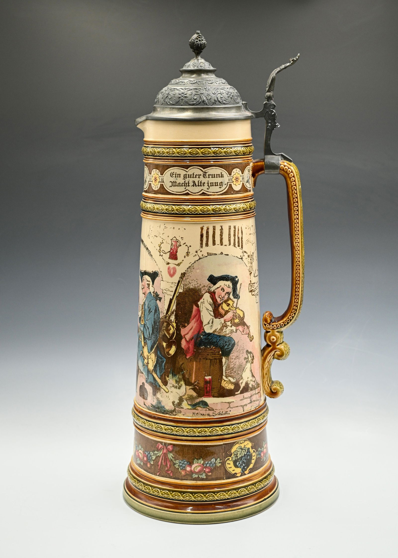 Mettlach #2180 3-Liter Stein, by Heinrich Schlitt. (1 of 4)