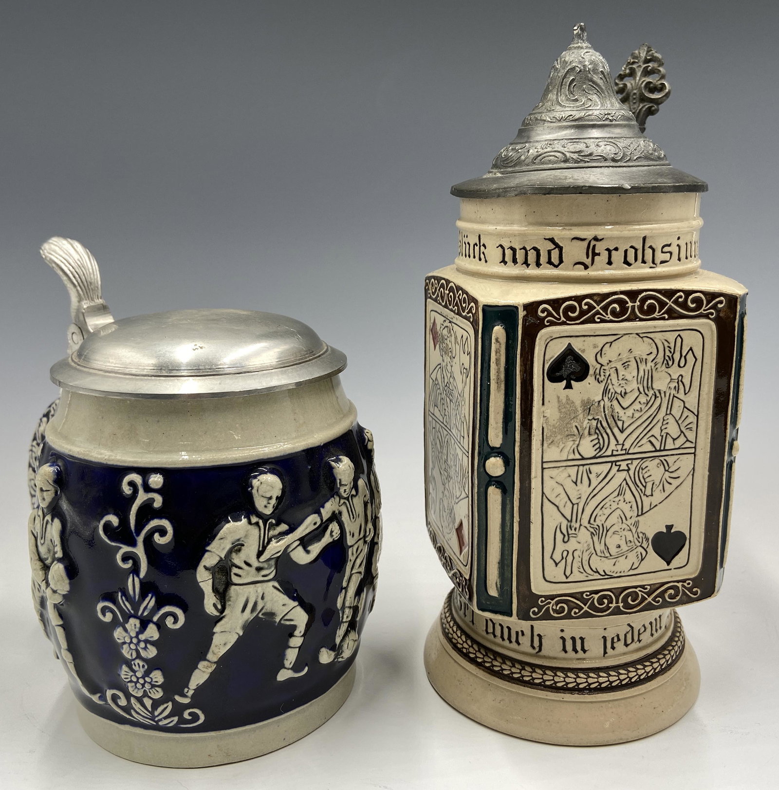 Lot of 2 Steins - Soccer Player Stein & Card Stein (1 of 4)