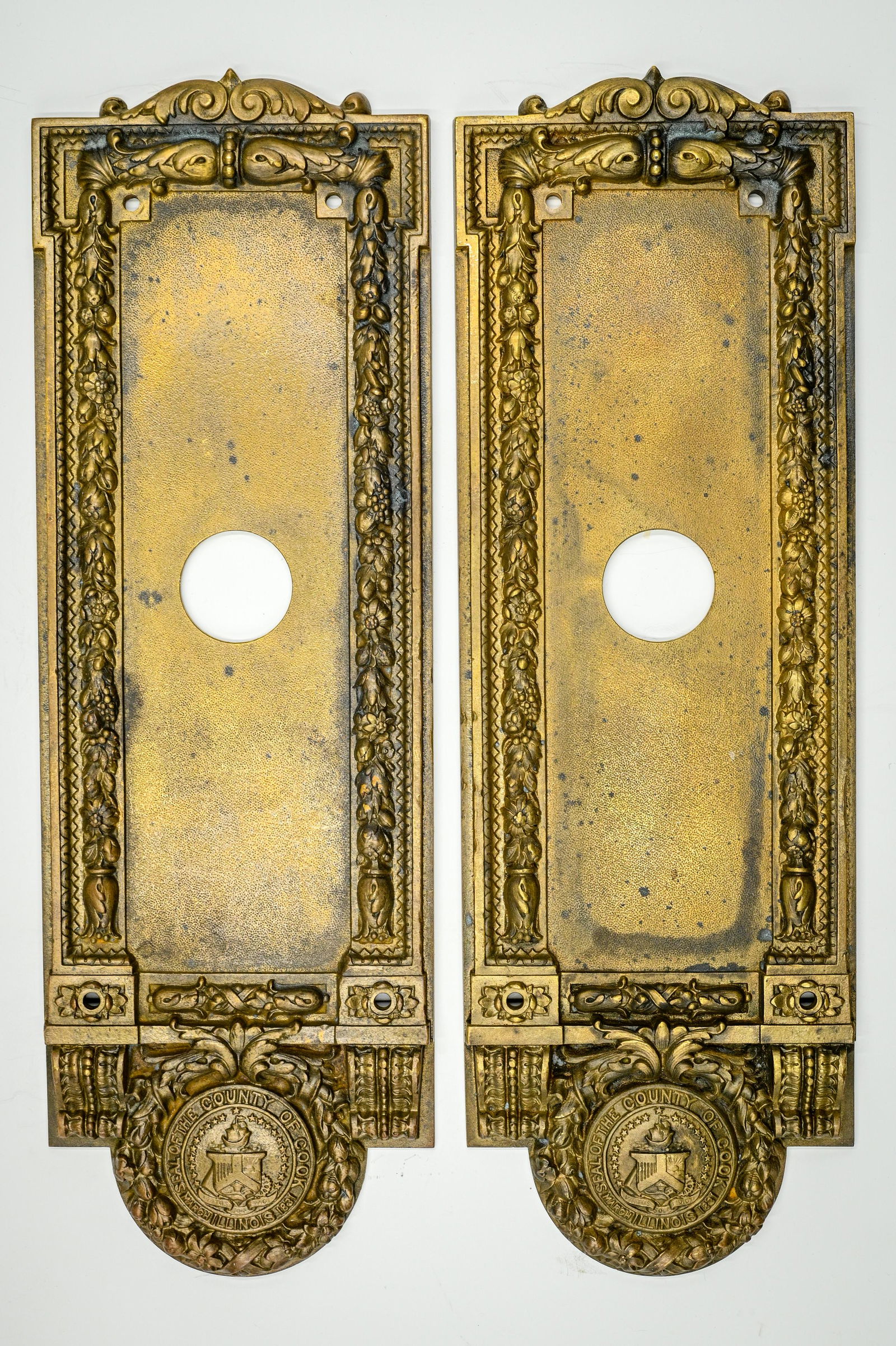Pair of Old Cook County Bronze Door Plates. (1 of 3)