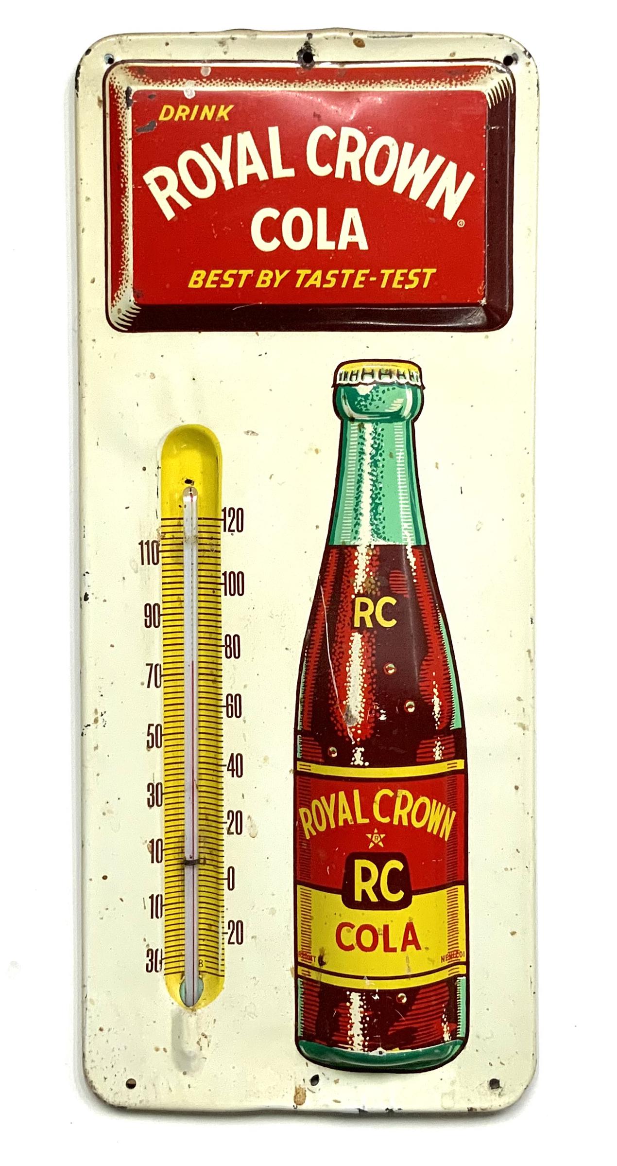 RC Royal Crown Cola Metal Thermometer Sign. (1 of 2)