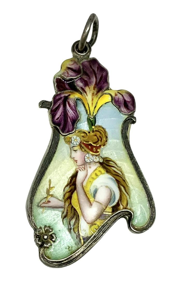 French Enamel Antique Silver Locket. (1 of 3)