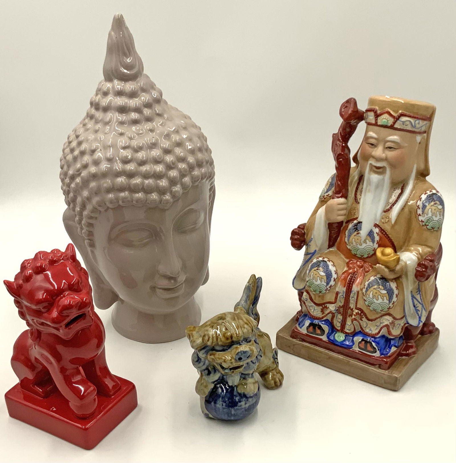 Lot of 4 Asian Porcelain Figural Items. (1 of 1)