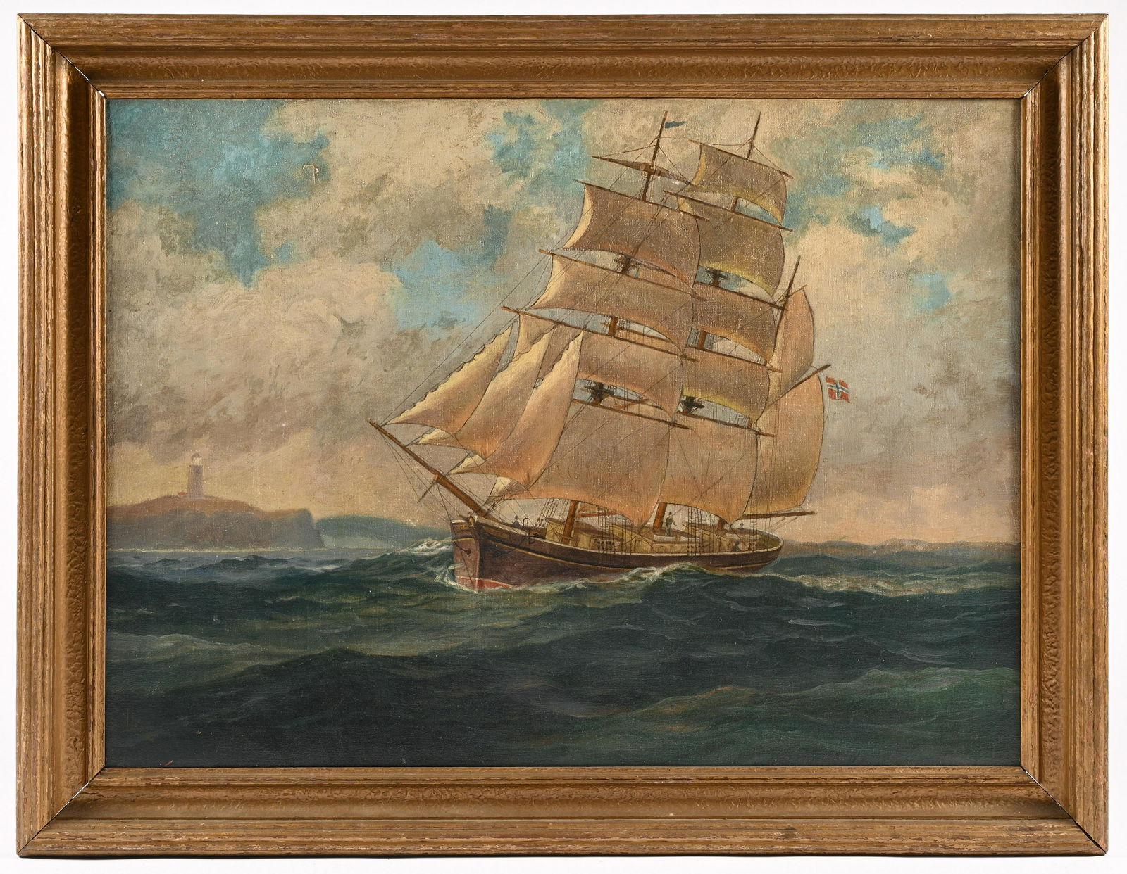 Sgd. P. Larsen Painting of a Clipper Ship. (1 of 4)