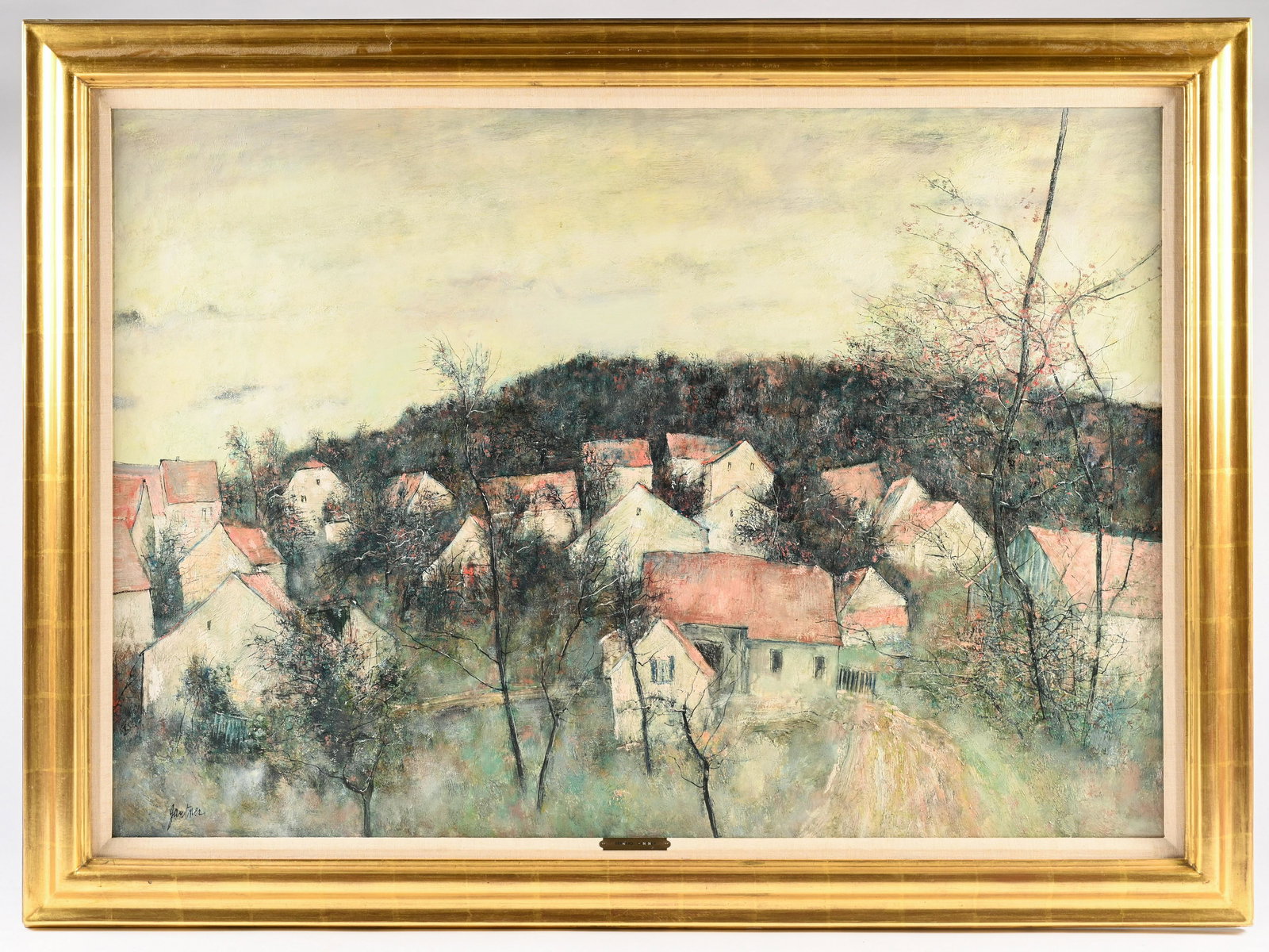 Large Bernard Gantner Painting of Houses. (1 of 5)