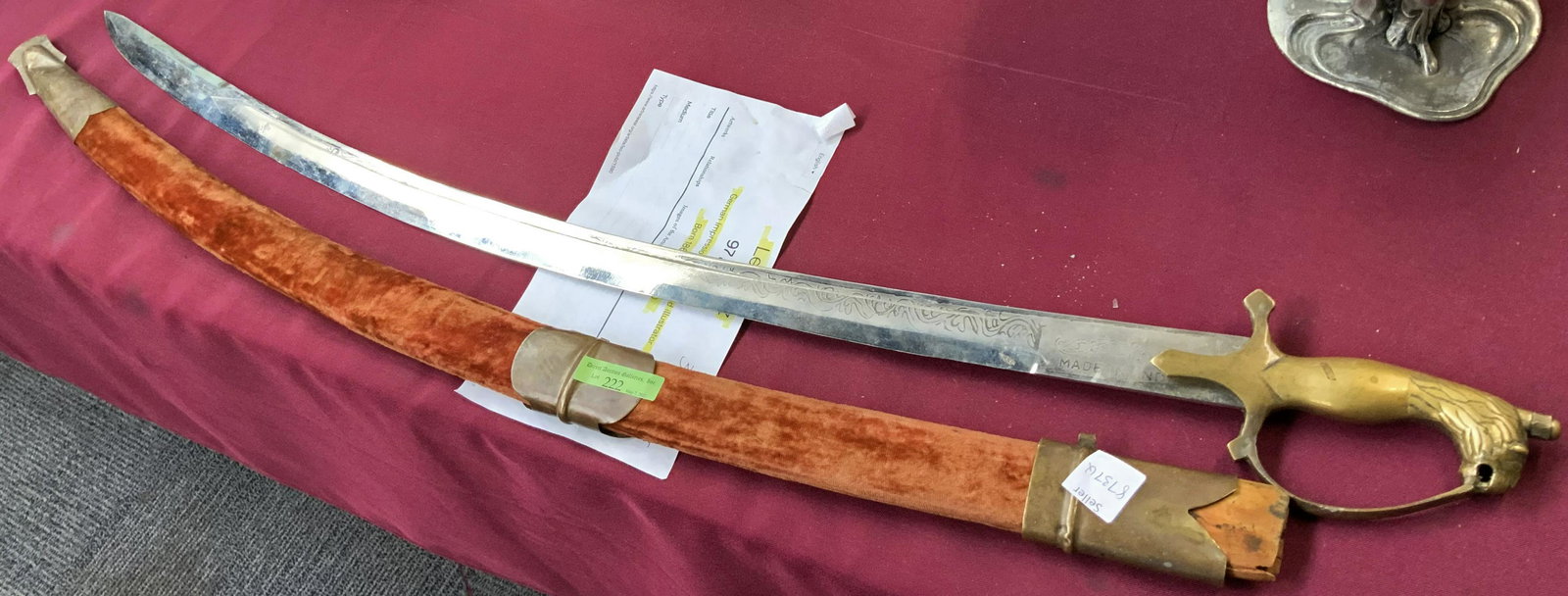 Indian Sword w/Lion-Shaped Brass Handle. (1 of 1)