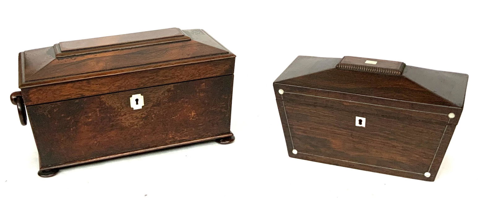 Lot of 2 English Victorian Wood Tea Caddies. (1 of 3)