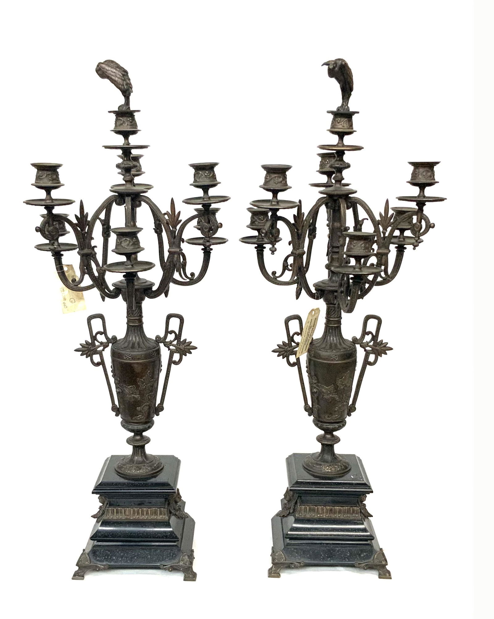Pair of Antique French 6-Arm Bronze Candelabra. (1 of 4)