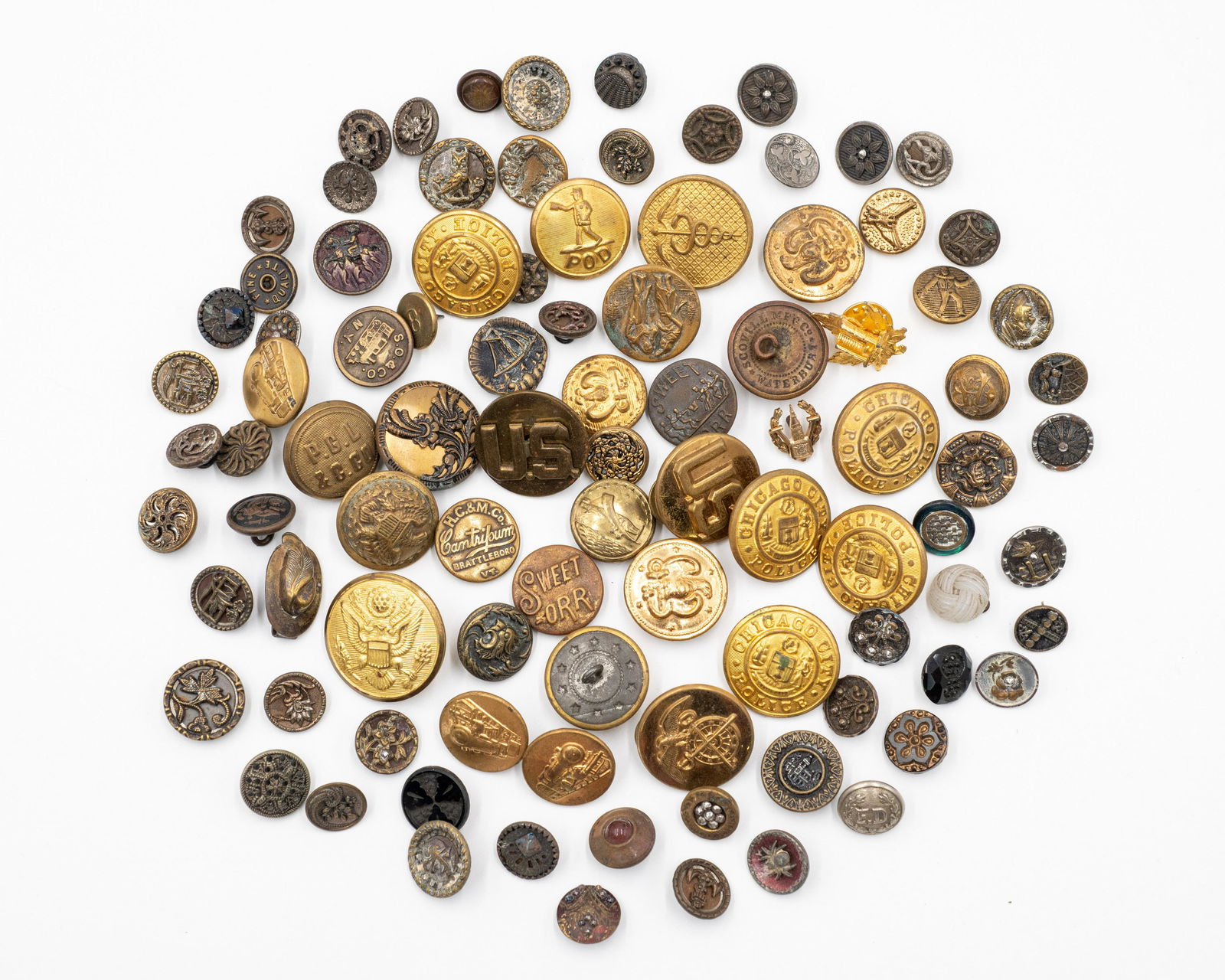 Lot of Vintage Campaign Buttons & Uniform Buttons. (1 of 3)