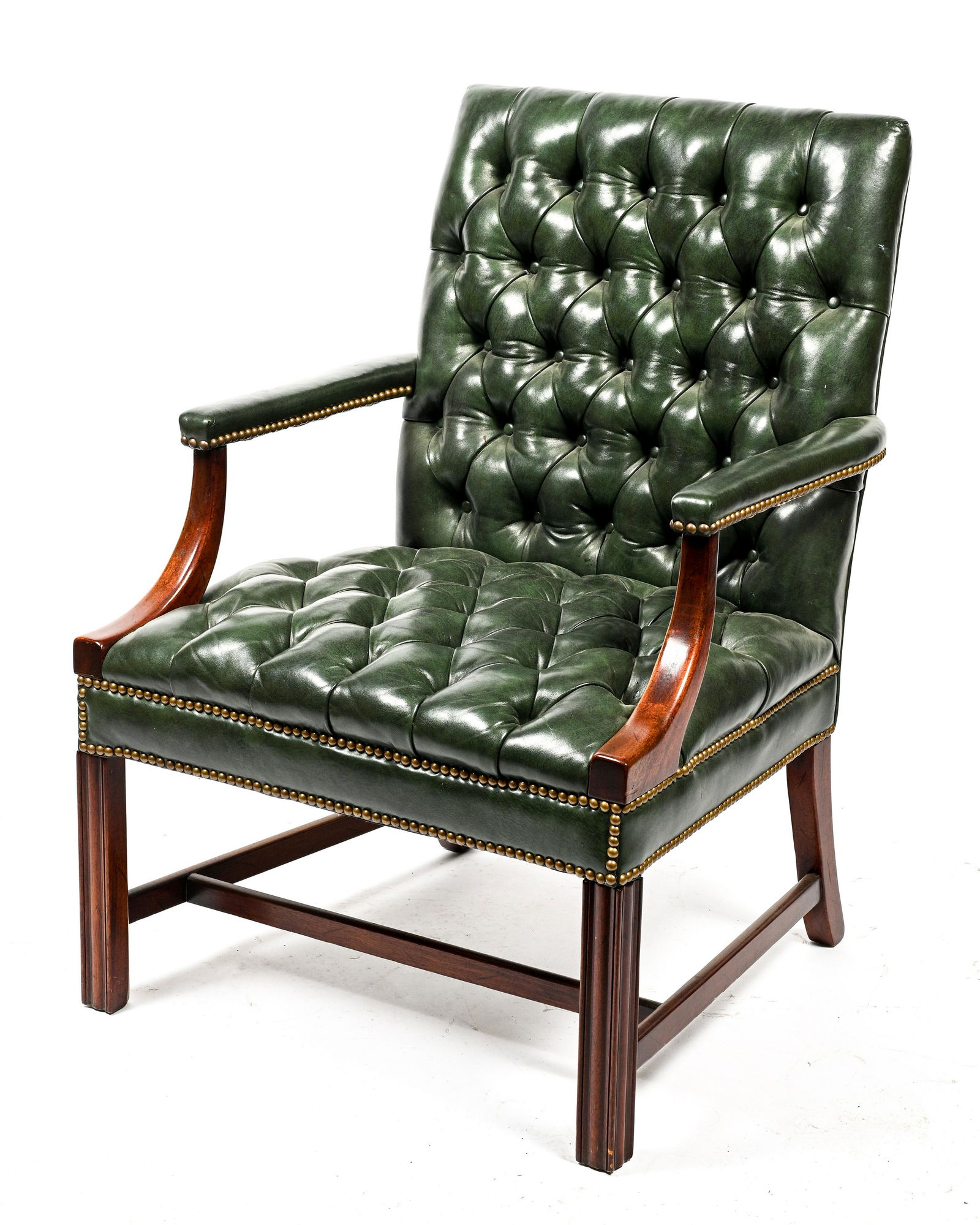 Green Tufted Leather Armchair by Hickory Chair Co. (1 of 3)