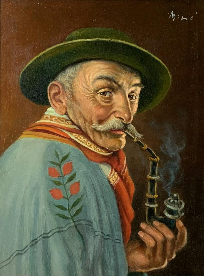 Original W. Dawson Old Man With Pipe Oil Painting Original W. Dawson Old Man With Pipe Oil Painting